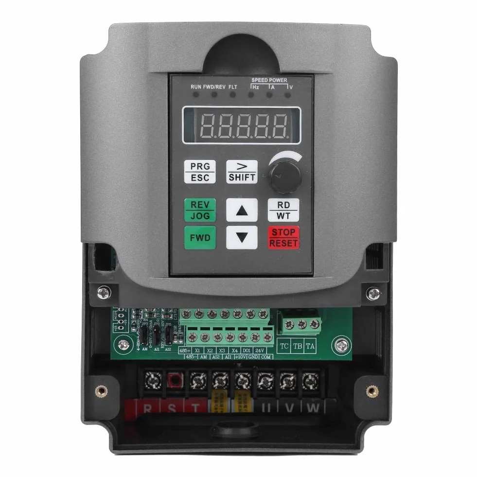 Oumefar Inversor VFD 5.5KW, Convertidor Frecuencia 220V Monofásico a 380V Trifásico, Control Motor con Ventilación, Controlador de Motor con Variador de Frecuencia