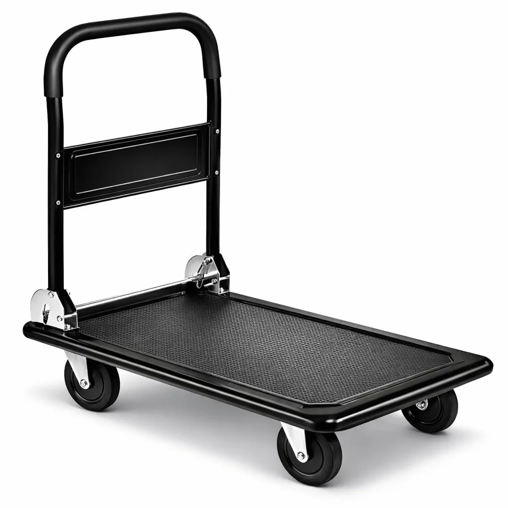 Carro de Plataforma Transporte Industrial Plegable 150kg Negro