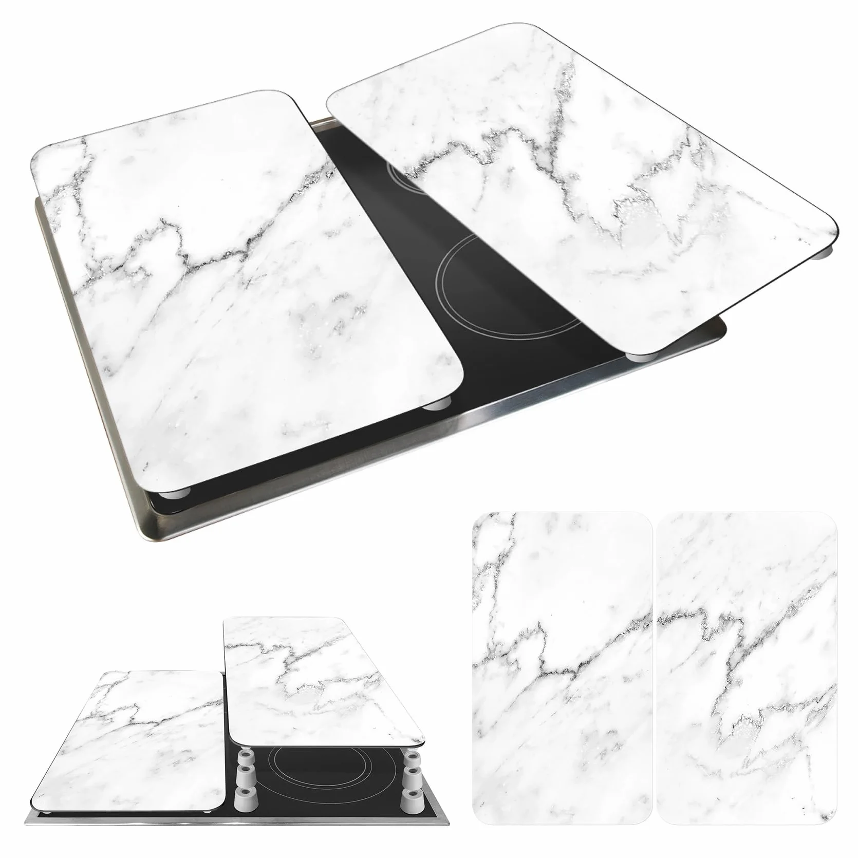 WENKO Placas protectoras cocina Mármol ajustable altura 30 x 52 cm juego 2