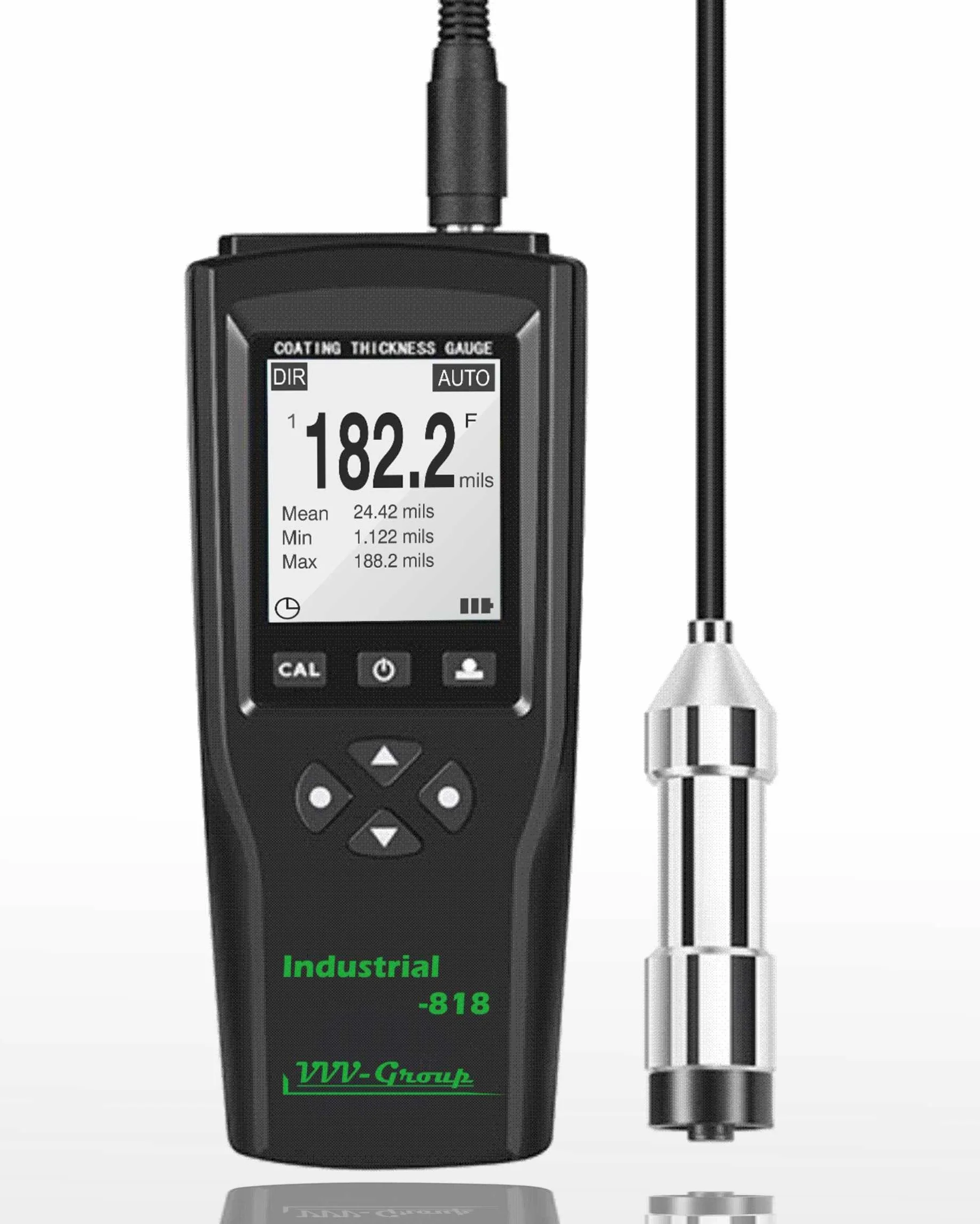 Medidor de espesor de revestimiento profesional digital industrial-818 medidor de pintura para Fe/NFe con rango de medición: 0-197 mil/resolución 0,001 mils