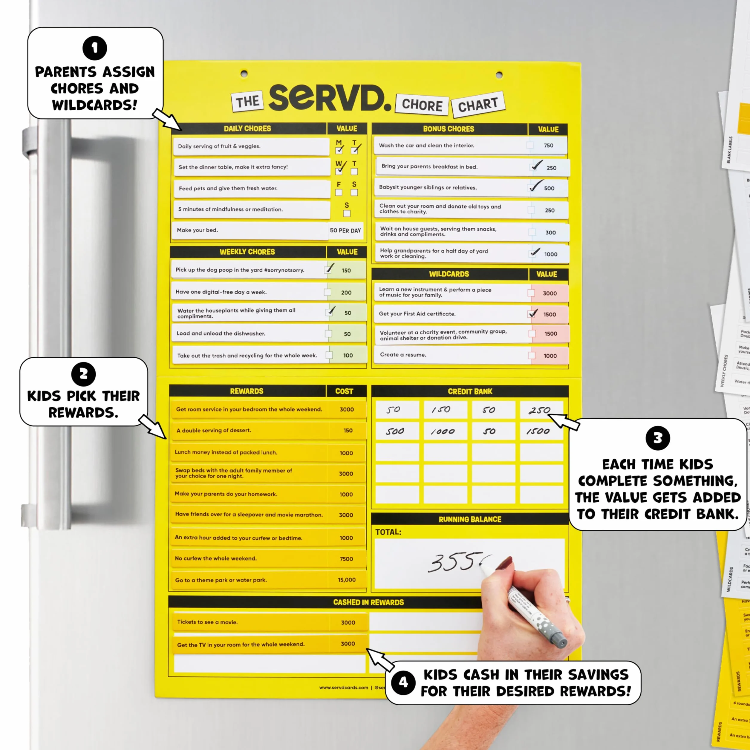 SERVD Chore Chart - Magnética Tabla de Desafíos Personalizable para 1 Jugador 6-12 Años