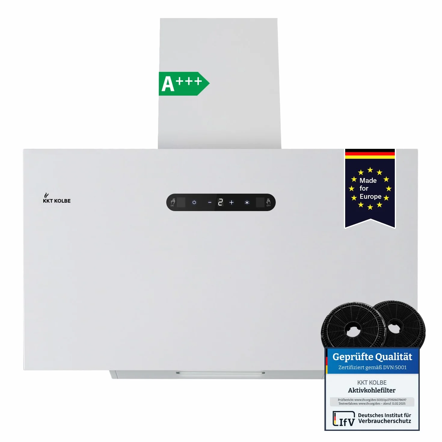 KKT KOLBE Campana extractora 60 cm A+++ blanco metal iluminación LED control de gestos SensorTouch