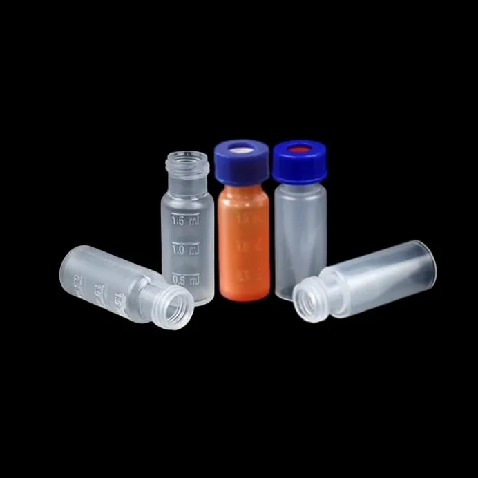 Viales de cromatografía PP de 1,5 ml - Frascos de plástico transparente y ámbar for muestras de cromatografía, paquete de 100 | Amber,250ul