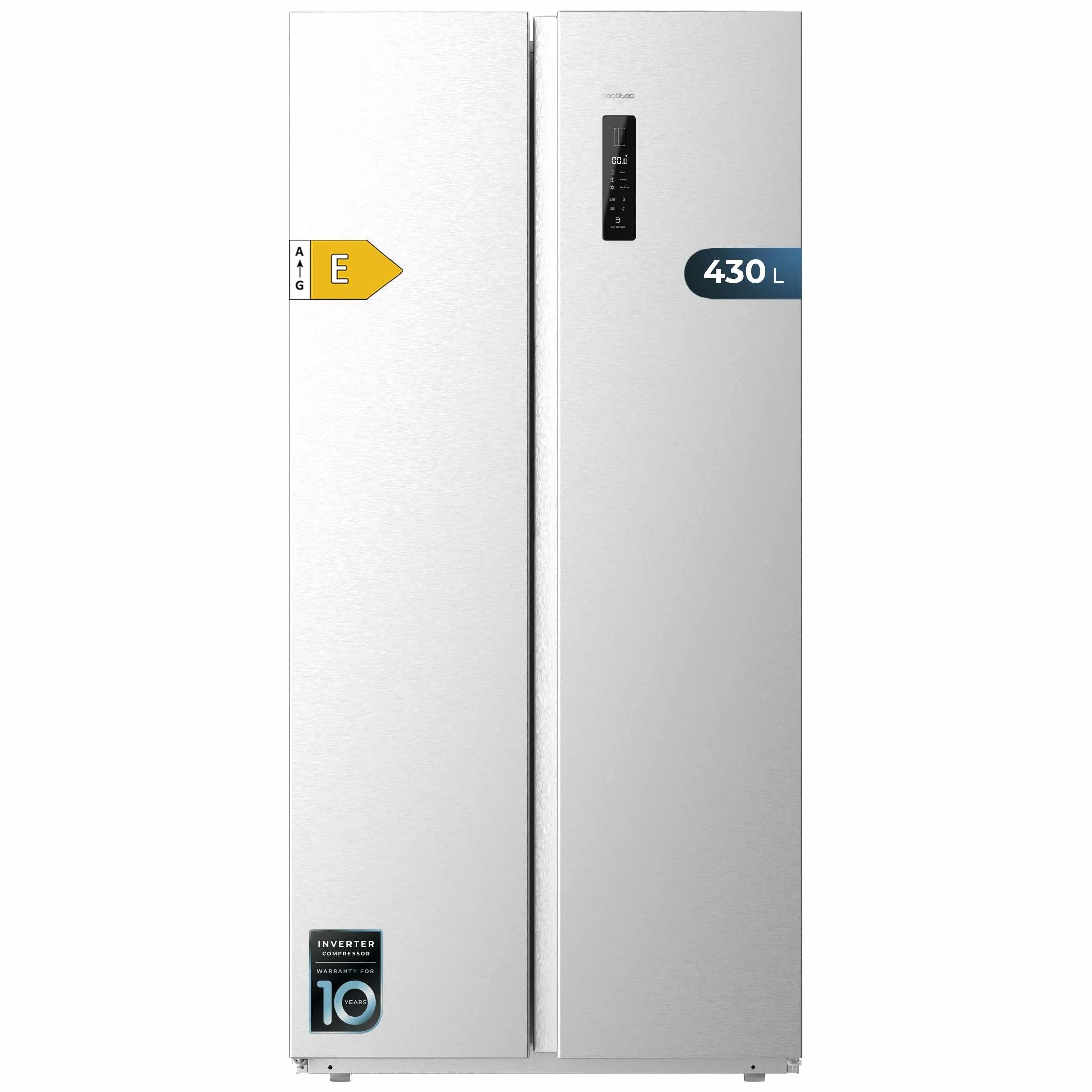 Cecotec Bolero CoolMarket SBS 430 Inox Frigorífico Americano Side by Side 430 L No Frost Motor Inverter Plus