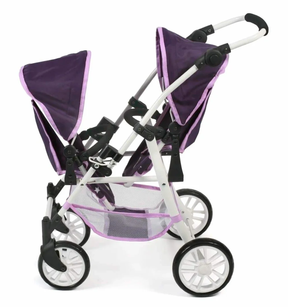 Tandembuggy Twinny Cochecito doble para muñecas morado