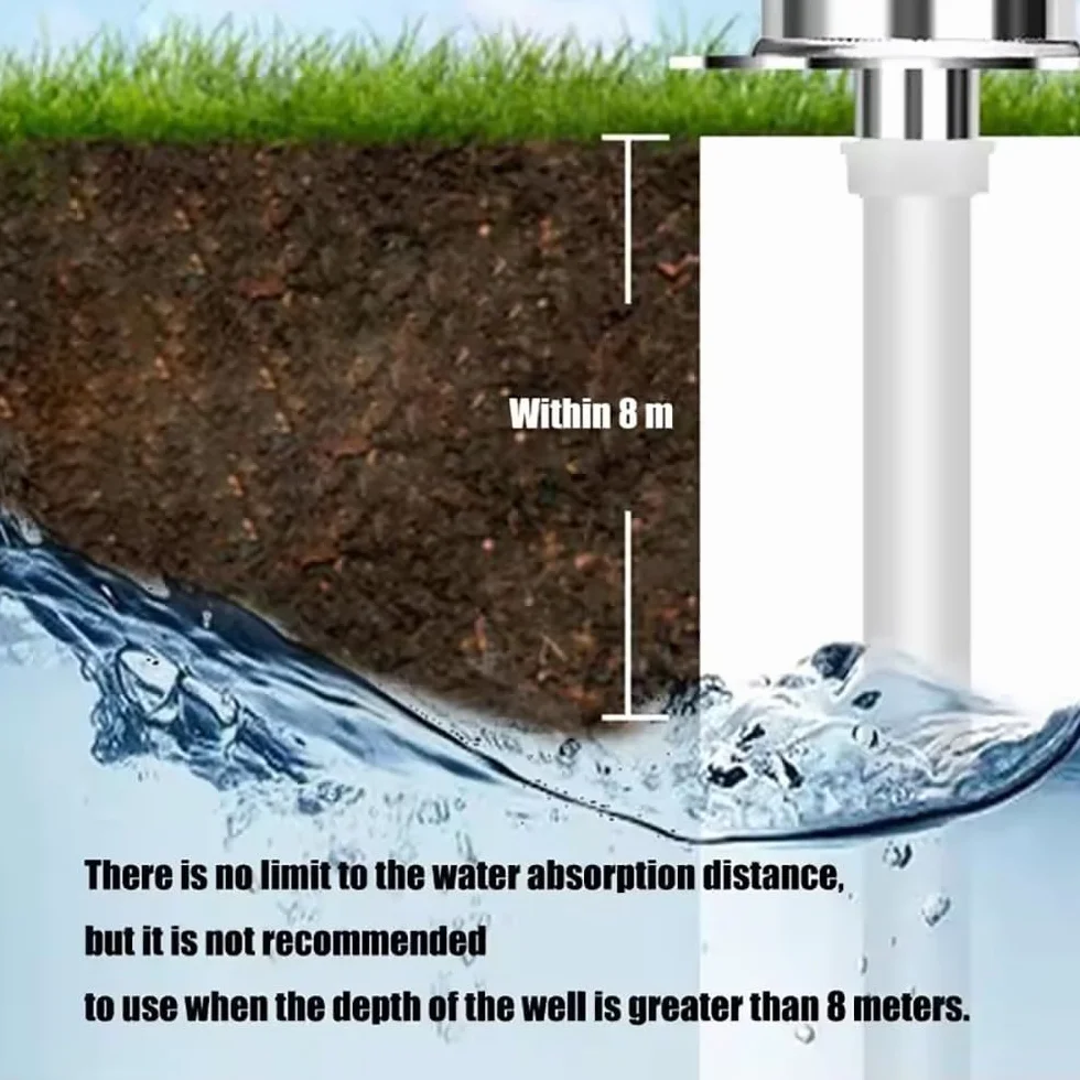 Bomba de pozo manual,Bomba de Agua Manual de Acero Inoxidable,Bomba De Agua SubterráNea DoméStica De Acero Inoxidable,con soporte de 58 cm y manguera de 5 metros para Jardines Parques Estanques