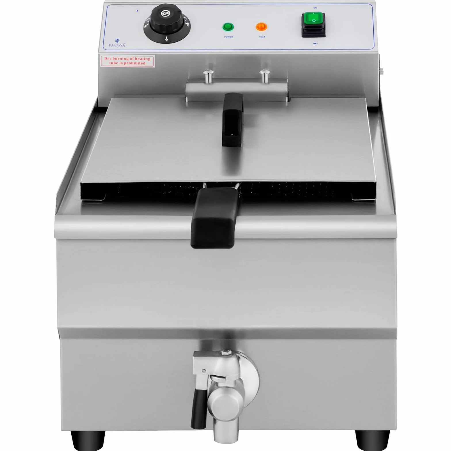 Royal Catering Freidora Eléctrica Para Hostelería 16 Litros 230 V RCEF 16EB (3.500 Watt, Grifo De Vaciado, Temperatura: 50-200 °C)