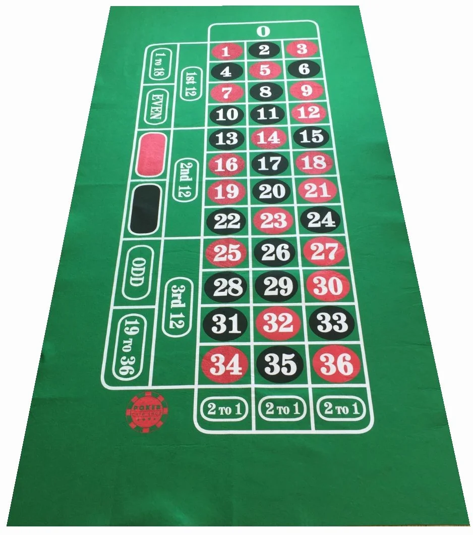 Giant Green Roulette Felt Baize Cloth 180cm x 90cm Large Playing Area