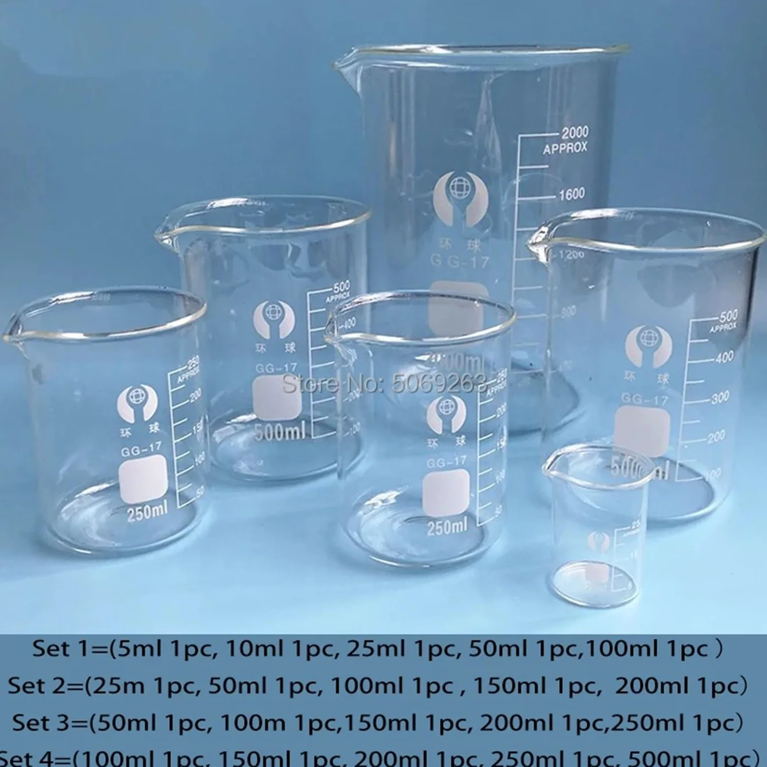 1set Lab Borosilicate Glass Beaker Chemical Form Borosilicate 3.3 Glass with Graduation(3000ml)