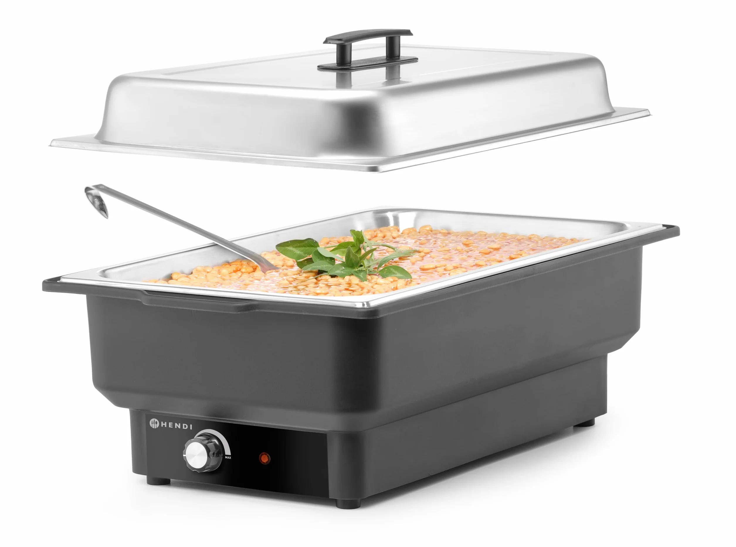 HENDI Calentador Eléctrico de Alimentos Buffet Chafing Dish GN 1/1 9L 30-85°C 230V 900W Acero Inoxidable