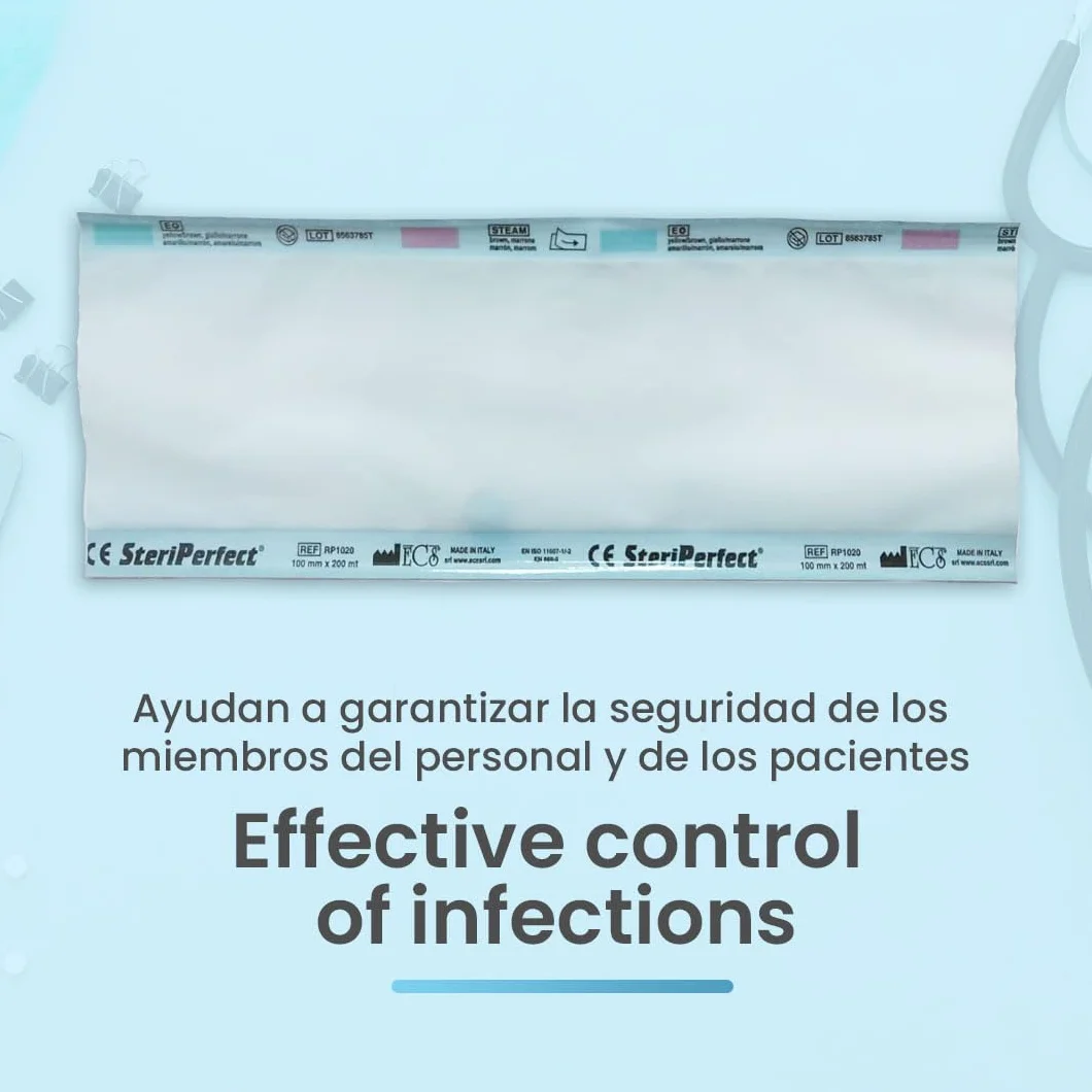 Rollo esterilización autoclave 5,5cm x 200m papel grado médico para herramientas dentales