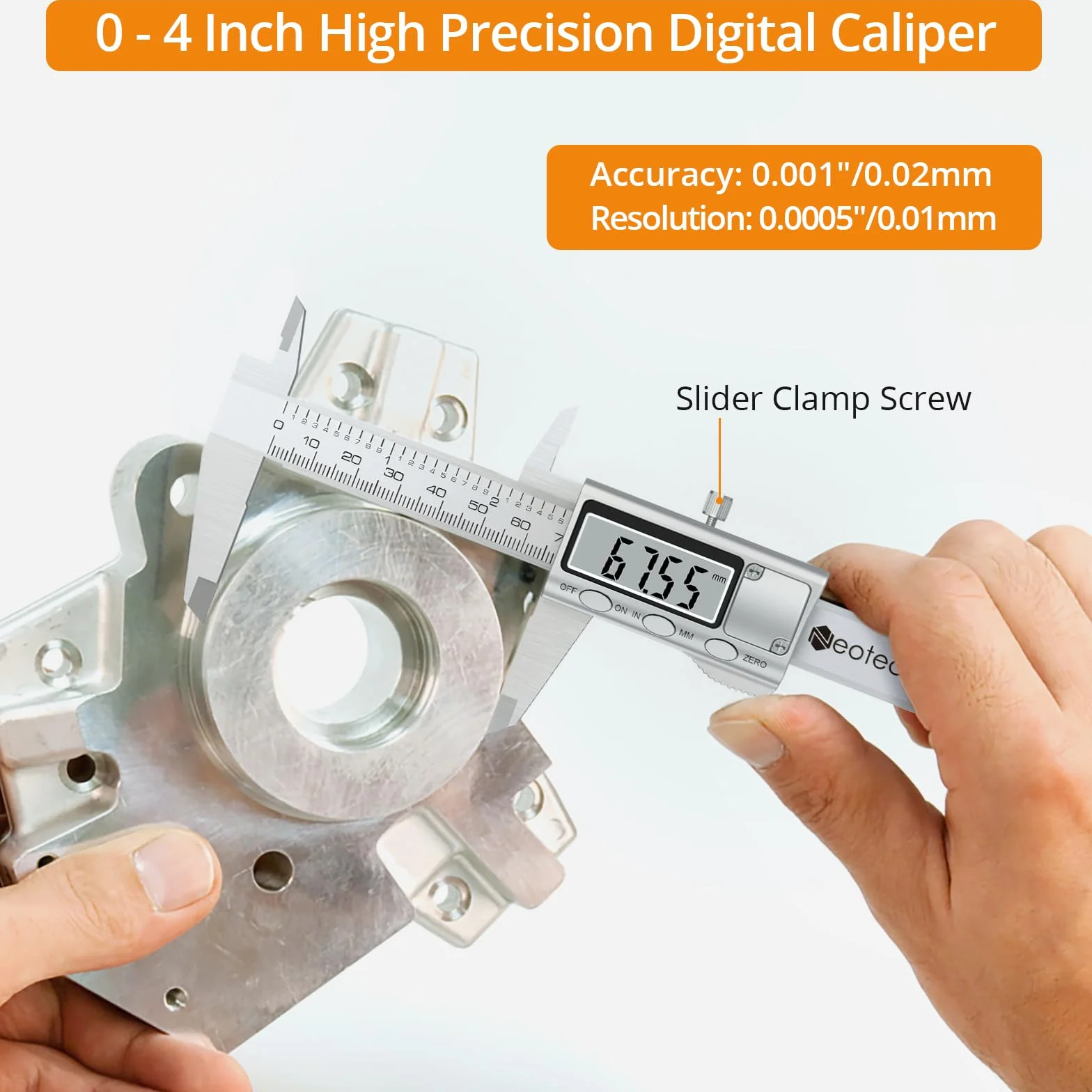 Neoteck Calibre Digital 100 mm Acero Inoxidable inch/mm Herramienta Medición