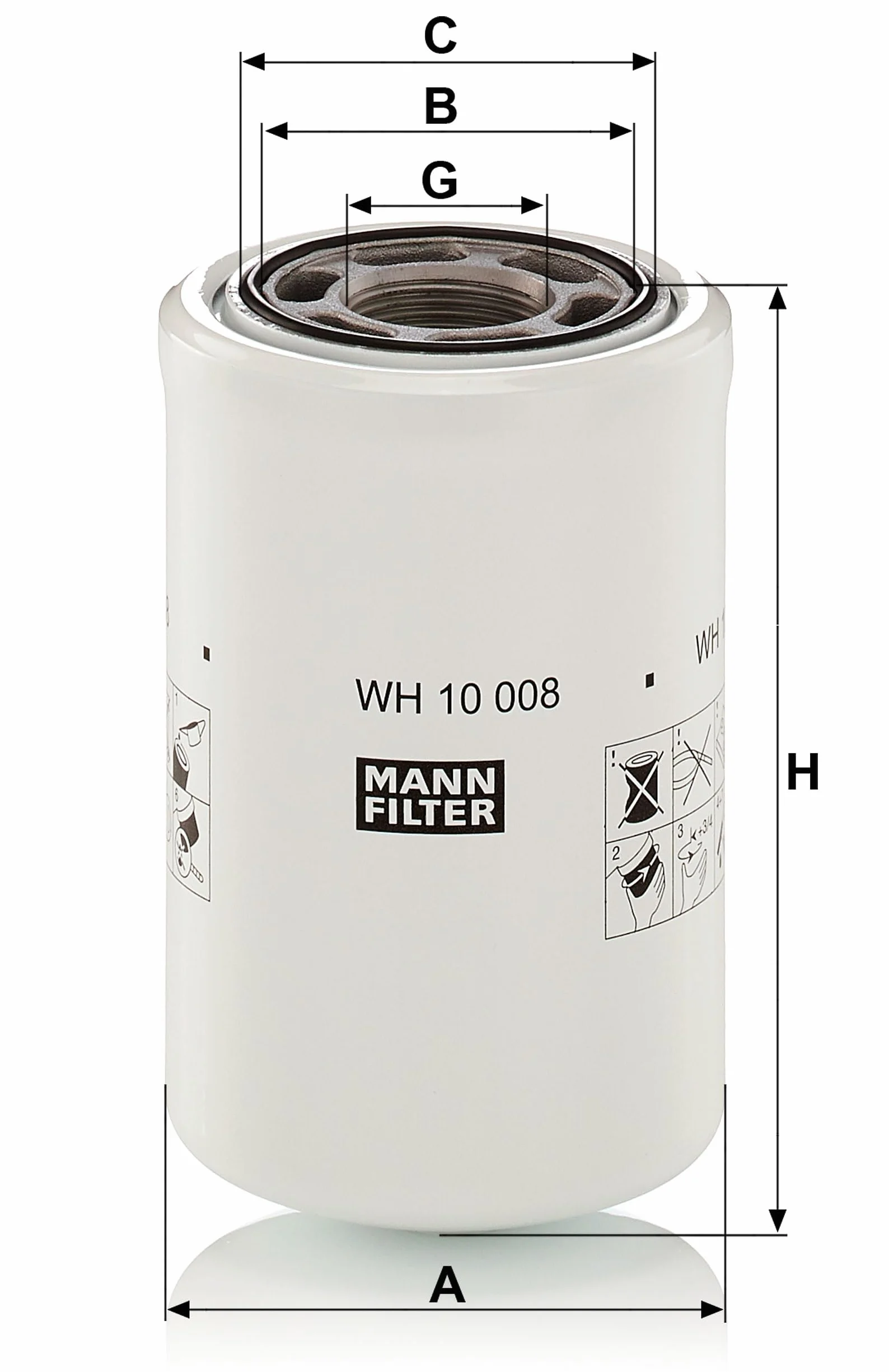 MANN-FILTER WH 10 008 Filtro de aceite Hidráulico para Aplicaciones fuera de autopista