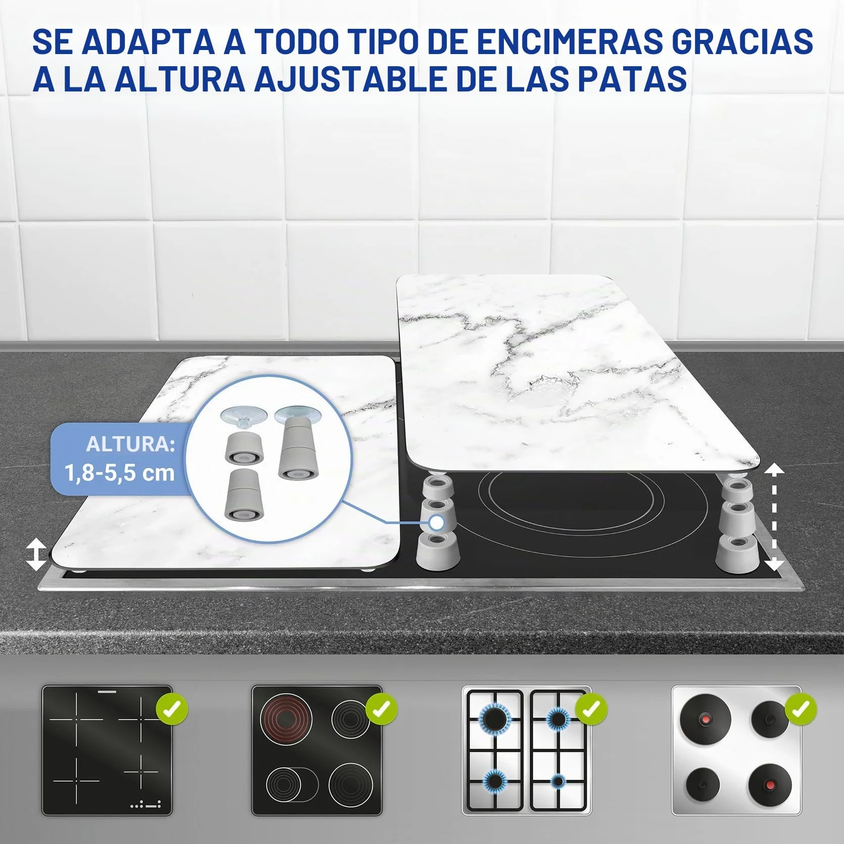 WENKO Placas protectoras cocina Mármol ajustable altura 30 x 52 cm juego 2