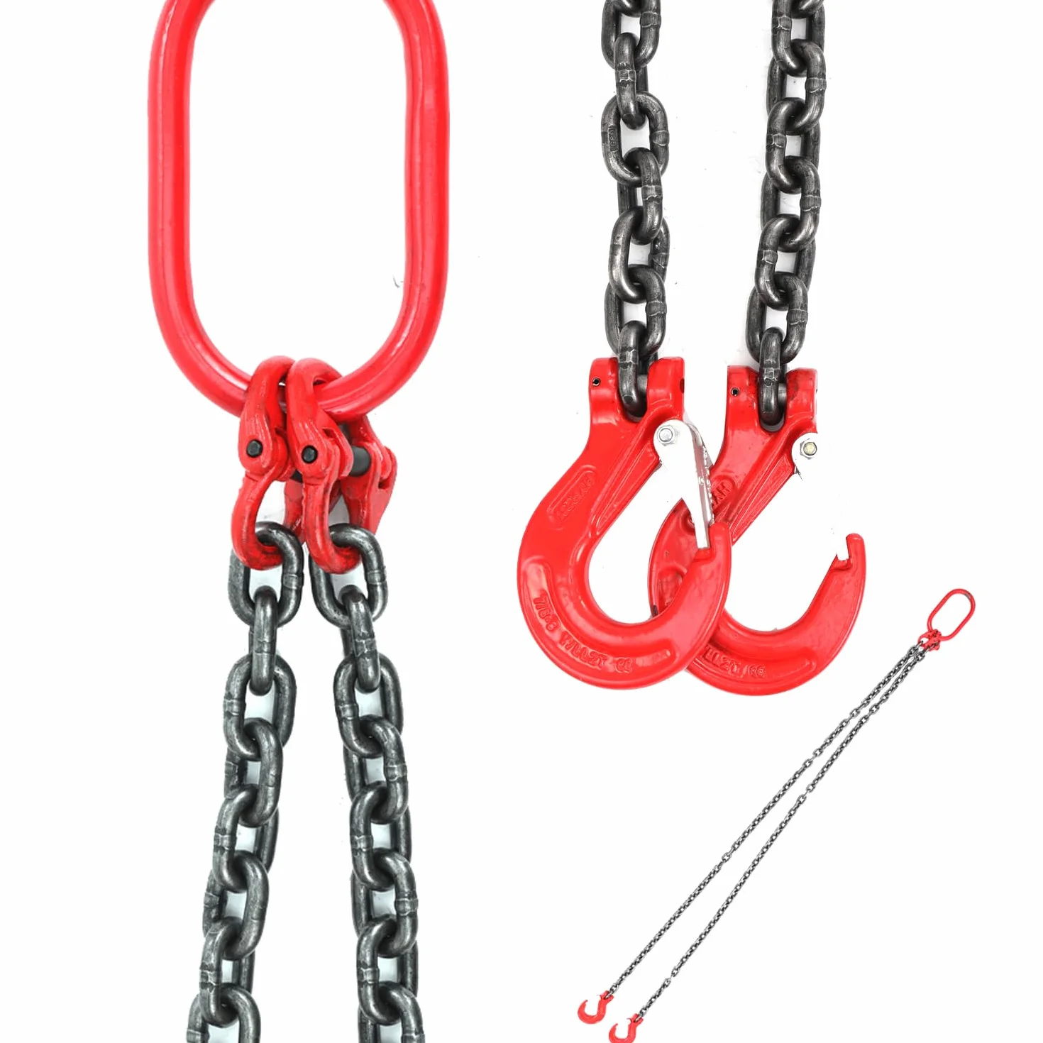 Cadenas de Elevación G80, Cadena de 2 Hebras, Eslinga de Carga 1,5M, Acero Aleado