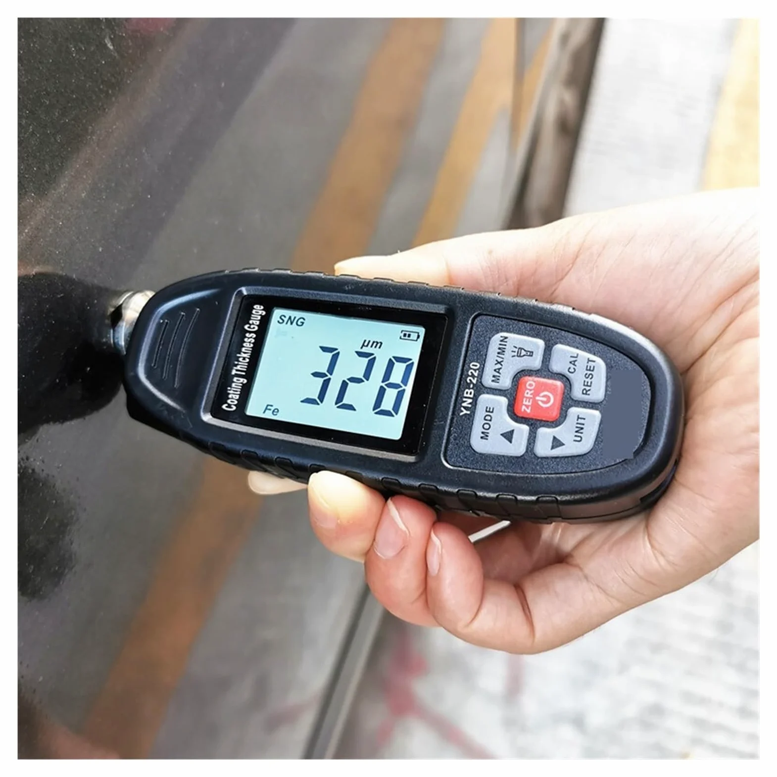 Medidor de espesor, YNB-220 nuevo medidor de espesor de pintura de coche medidor de espesor de recubrimiento de película probador de espesor con linterna LED