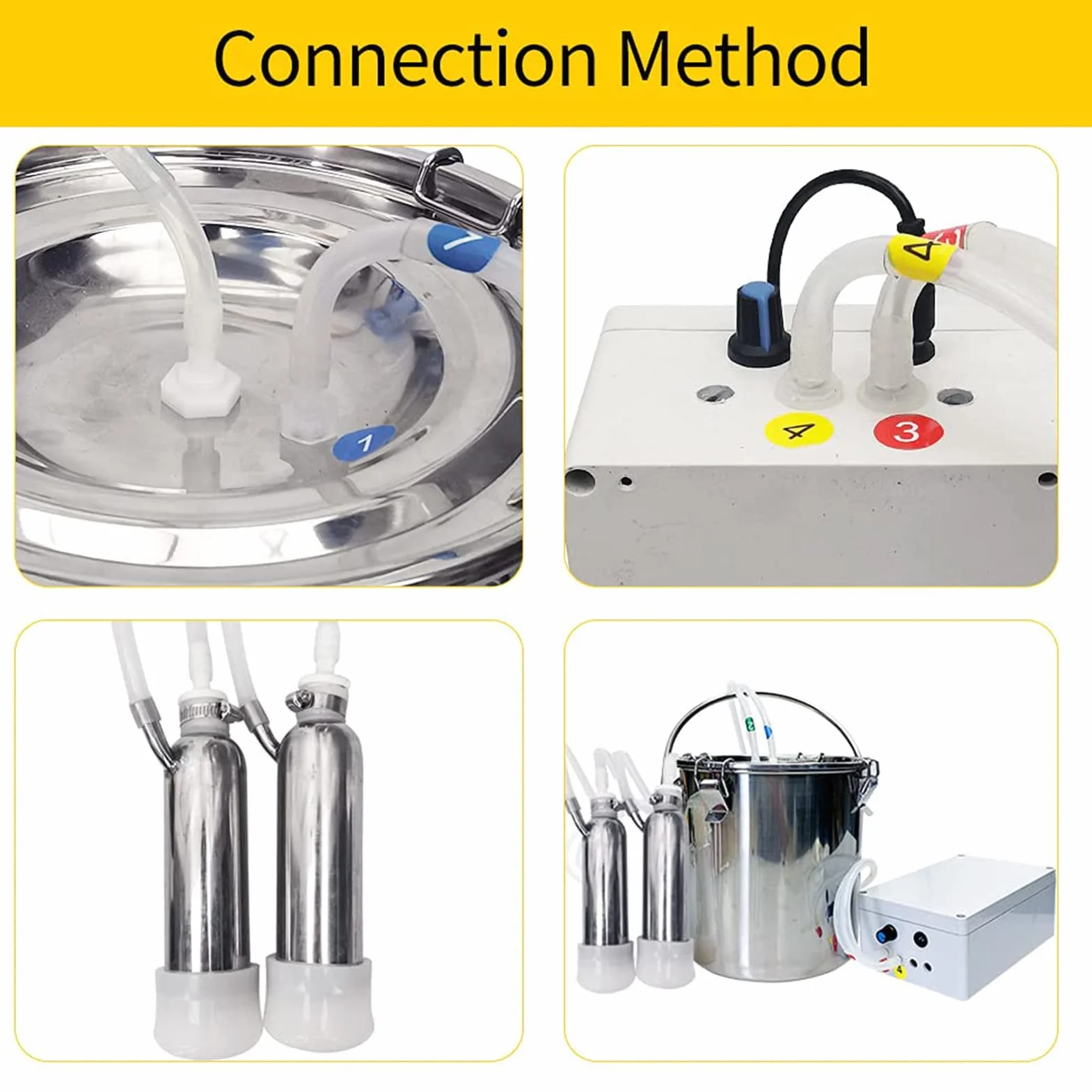 Máquina de Ordeño Eléctrica a Pulsos 3L/5L/10L, Ordeñadora Portátil para Cabras y Vacas, Ordeñadora Recargable, Máquina de Ordeño Automática, Equipo de Ordeño para Pequeñas Granjas,Sheep,5L