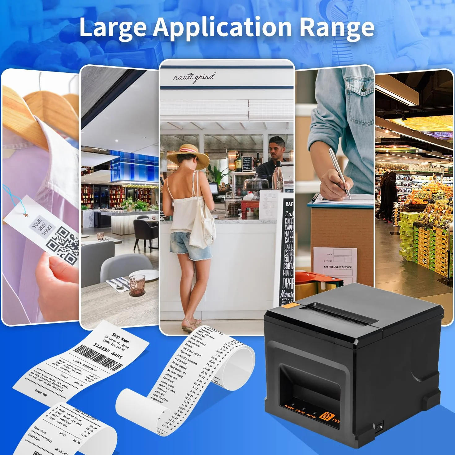 NetumScan Bluetooth USB LAN 80mm POS Impresora Térmica de Recibos con Auto Cortador Cajón de Dinero, Soporte Windows/Mac/Linux, Impresora de Cocina de Restaurante para ESC/POS NS-8360LW