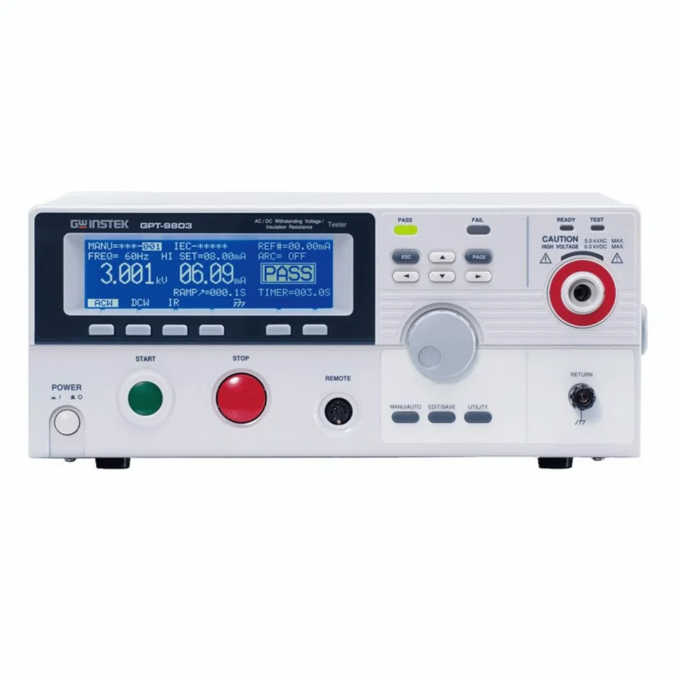 GW Instek GPT-9803 - Medidor de seguridad (voltaje de resistencia, resistencia de aislamiento, 200 V)