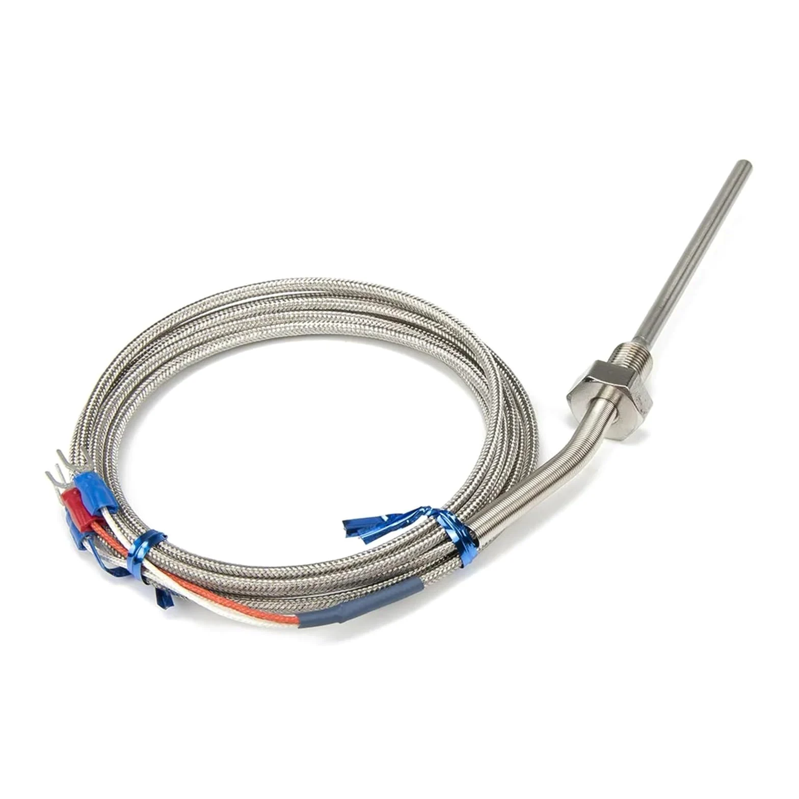 Cable trenzado metálico tipo PT100 de 2 m, cabezal de sonda de 100 mm, sensor de temperatura RTD(PT 1 2)