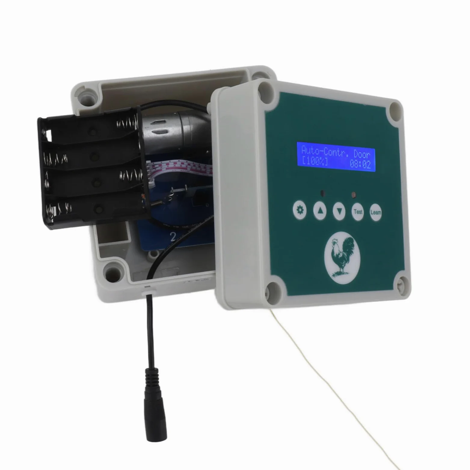 Controlador Automático de Puerta de Gallinero, Kit Eléctrico, Control Remoto con Pantalla LED, Protege Las Aves de Corral, Pato, Ganso (Enchufe de la UE)