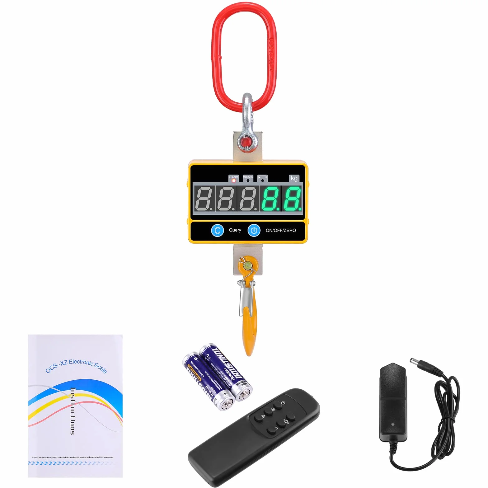 Bascula de Grúa Digital 2T, Bascula Industrial Pantalla LED Báscula Colgante Industrial de Alta Precisión con Control Remoto para Maquinaria Industrial de Precisión Ganadera
