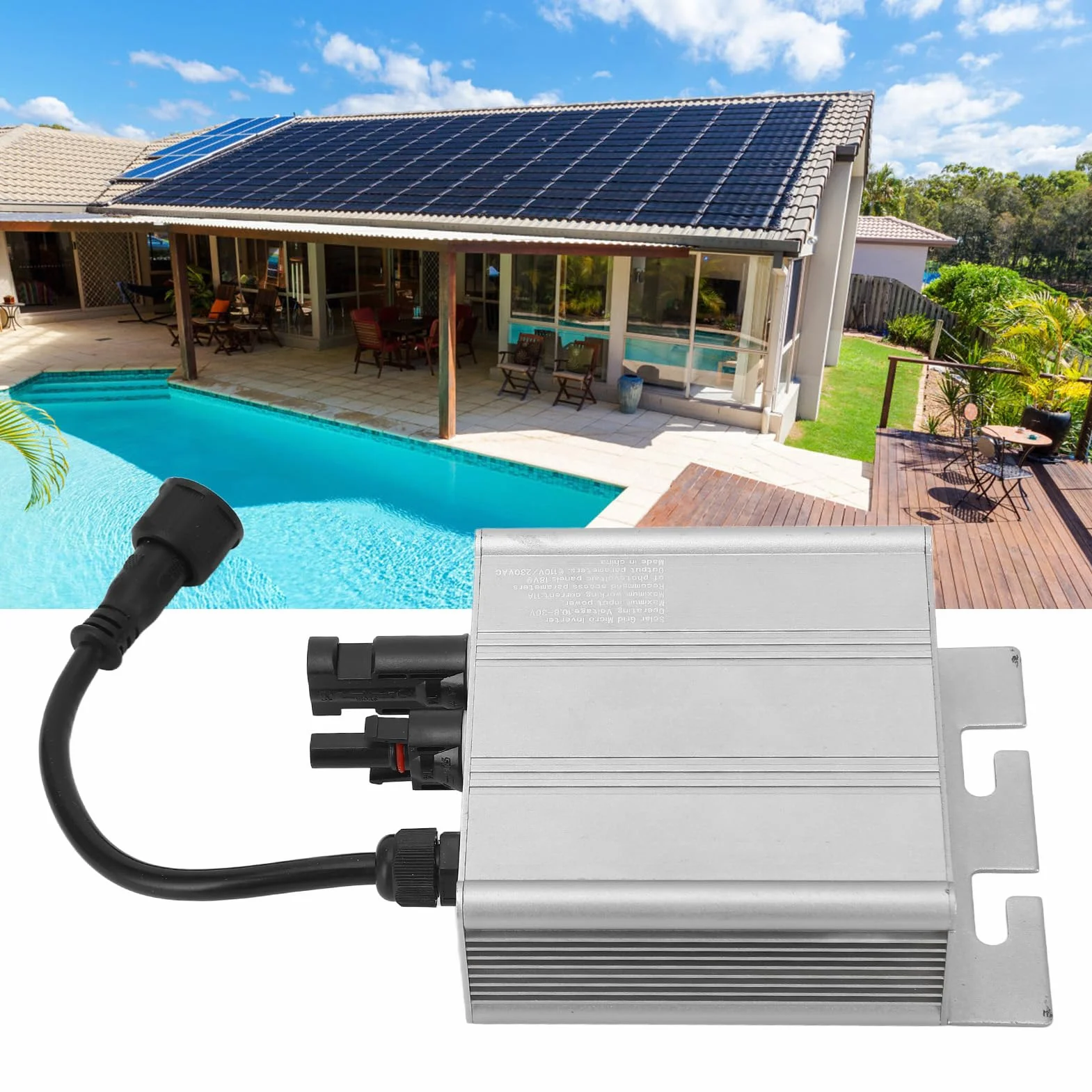 MPPT Solar Grid Tie Micro Inversor Impermeable Inversor de Onda Sinusoidal Pura Identificación Automática Inversores de Potencia 120V AC230V (180W)