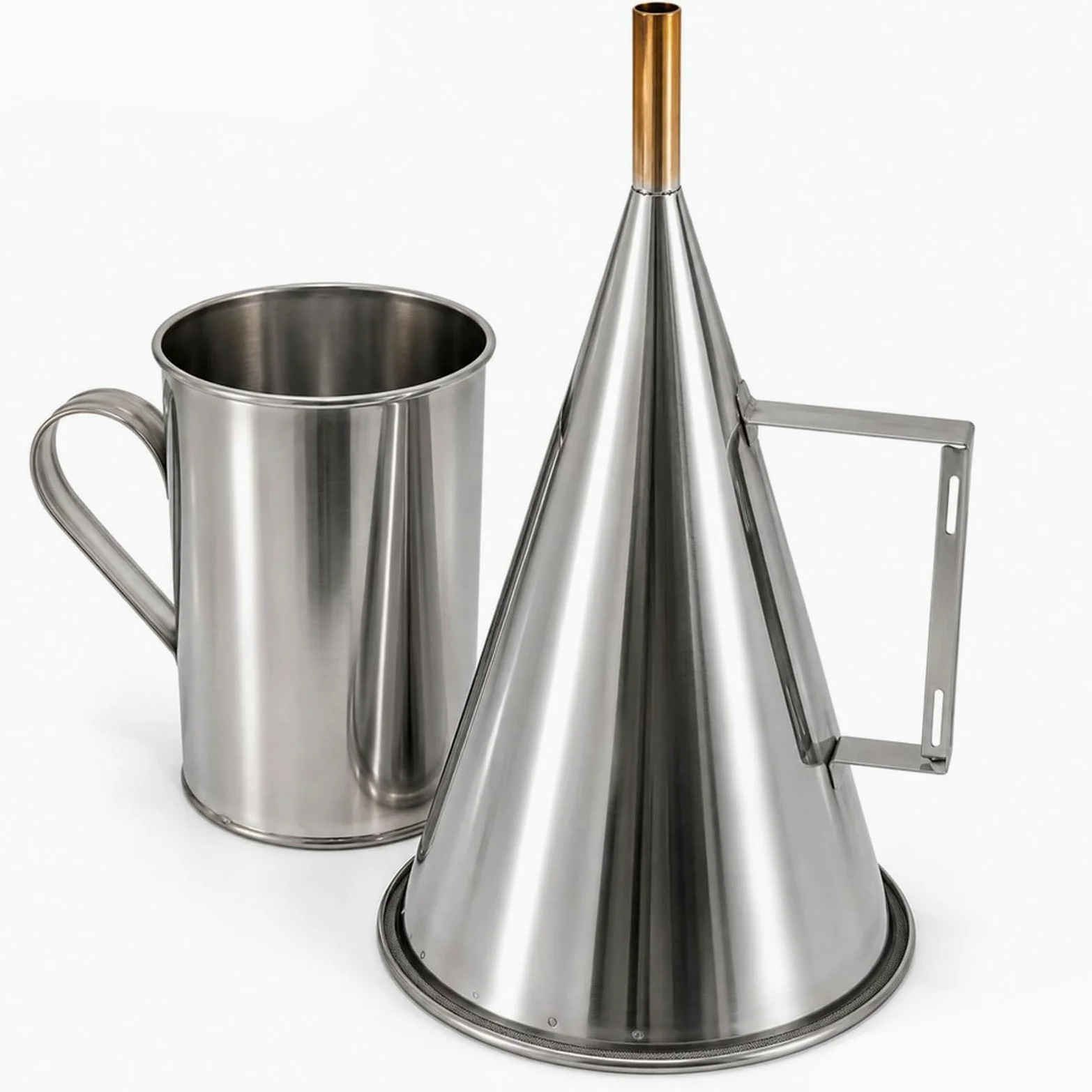 Viscómetro de embudo Marsh de 12", juego de detectores de prueba de acero inoxidable con vaso medidor de 946 ml, tamaño de malla de pantalla de 1,6 mm (malla 12), con vaso medidor de 946 ml