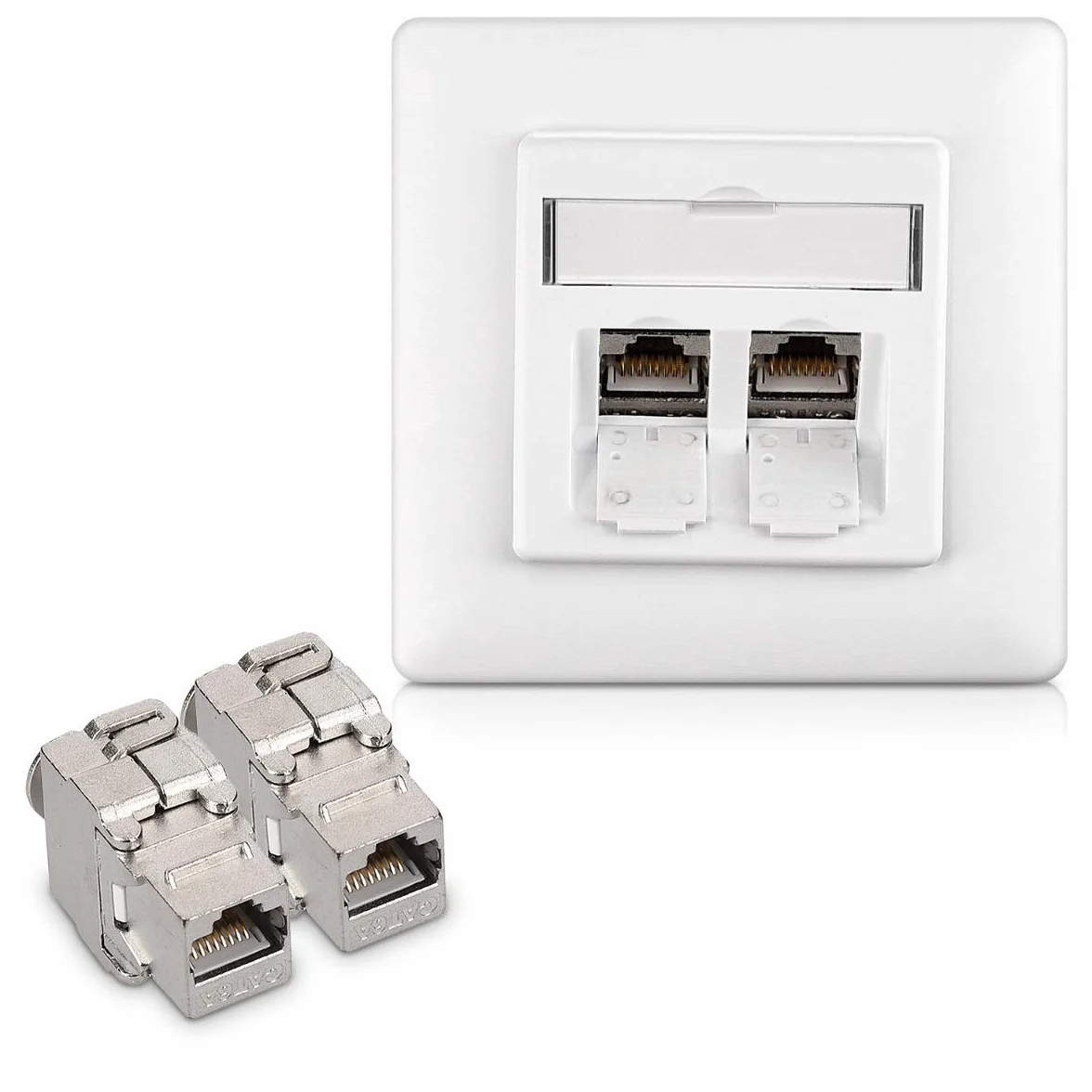kwmobile Módulo Keystone Cat 6A RJ45 10Gbit/s Carcasa metálica Aplique de Pared Montaje sin Herramientas