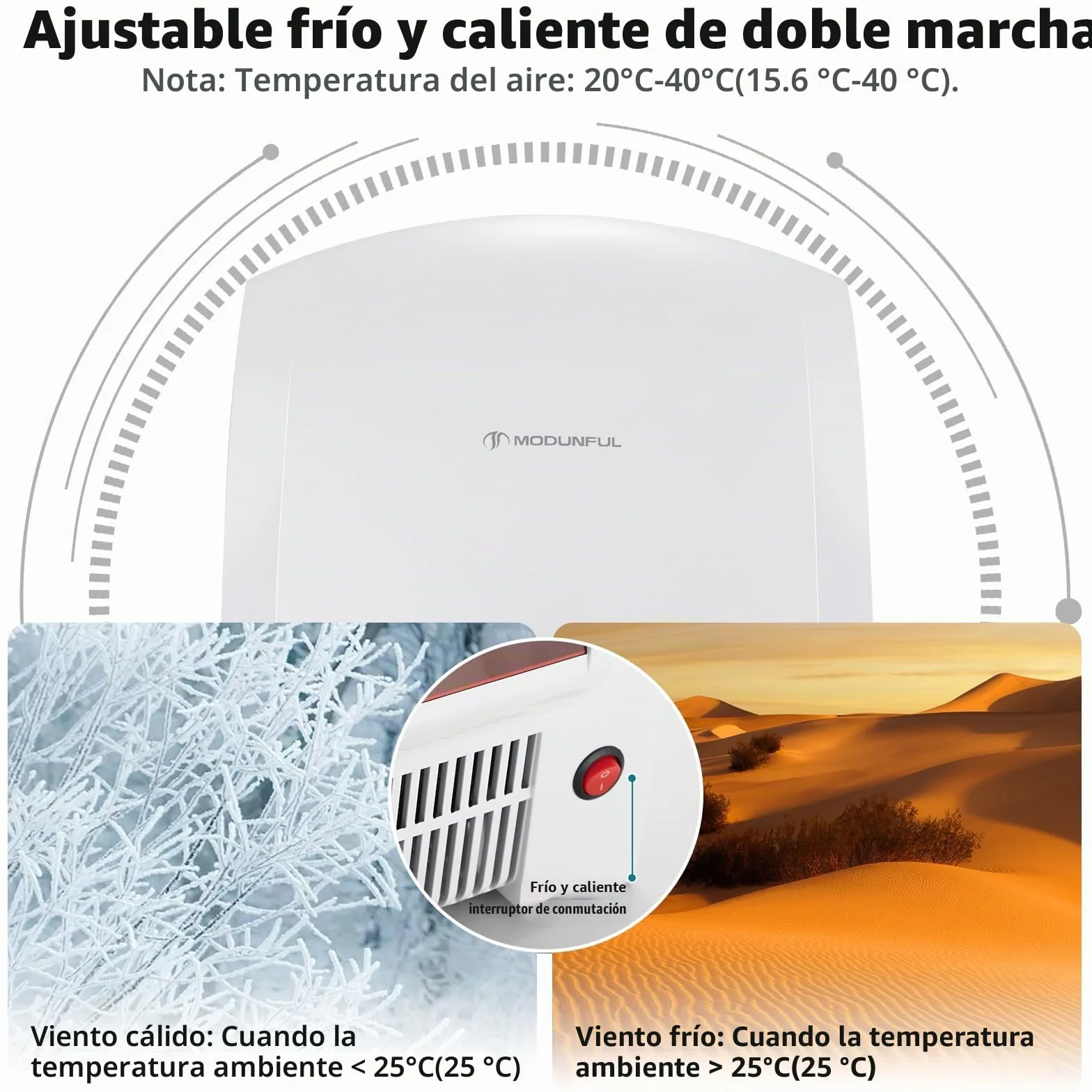 Secamanos Automático de Pared 220V 2000W Blanco con Luz Piloto