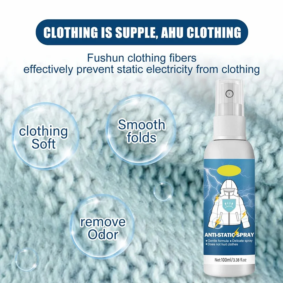 Spray Antiestático para Ropa 100ml Anti Static Aerosol Reducir Electricidad Estática