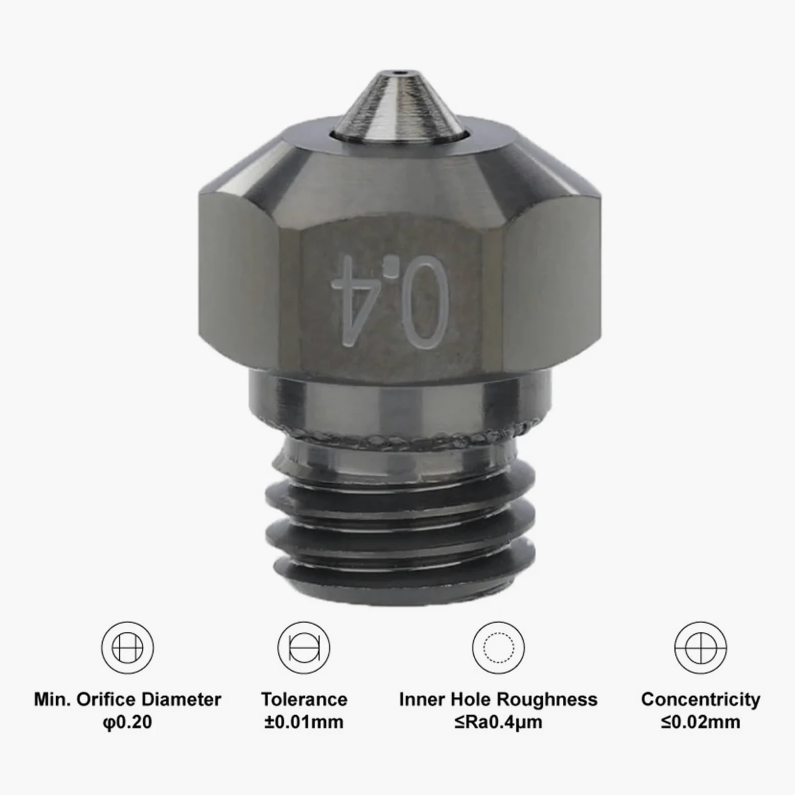 Boquilla MK10 Carburo Tungsteno Compatible con Flashforge Creator Pro X | Material resistente al desgaste, uso a altas temperaturas, extrusión precisa, accesorio hotend(0.4mm)