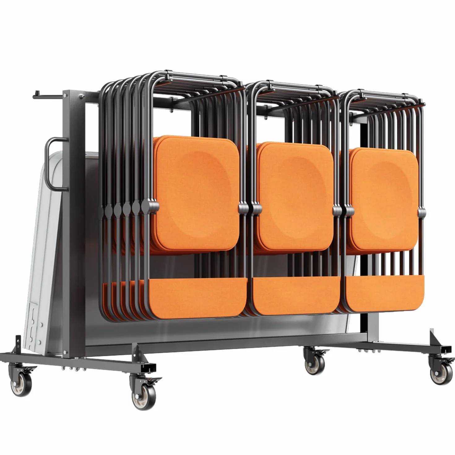 VEVOR Estante para Sillas Plegable, Capacidad de 181 kg, Carrito Resistente para 42 Sillas o 12 Mesas, Carrito de Almacenamiento Multifunción para Sillas con Ruedas de Goma y Soportes, Negro Mate