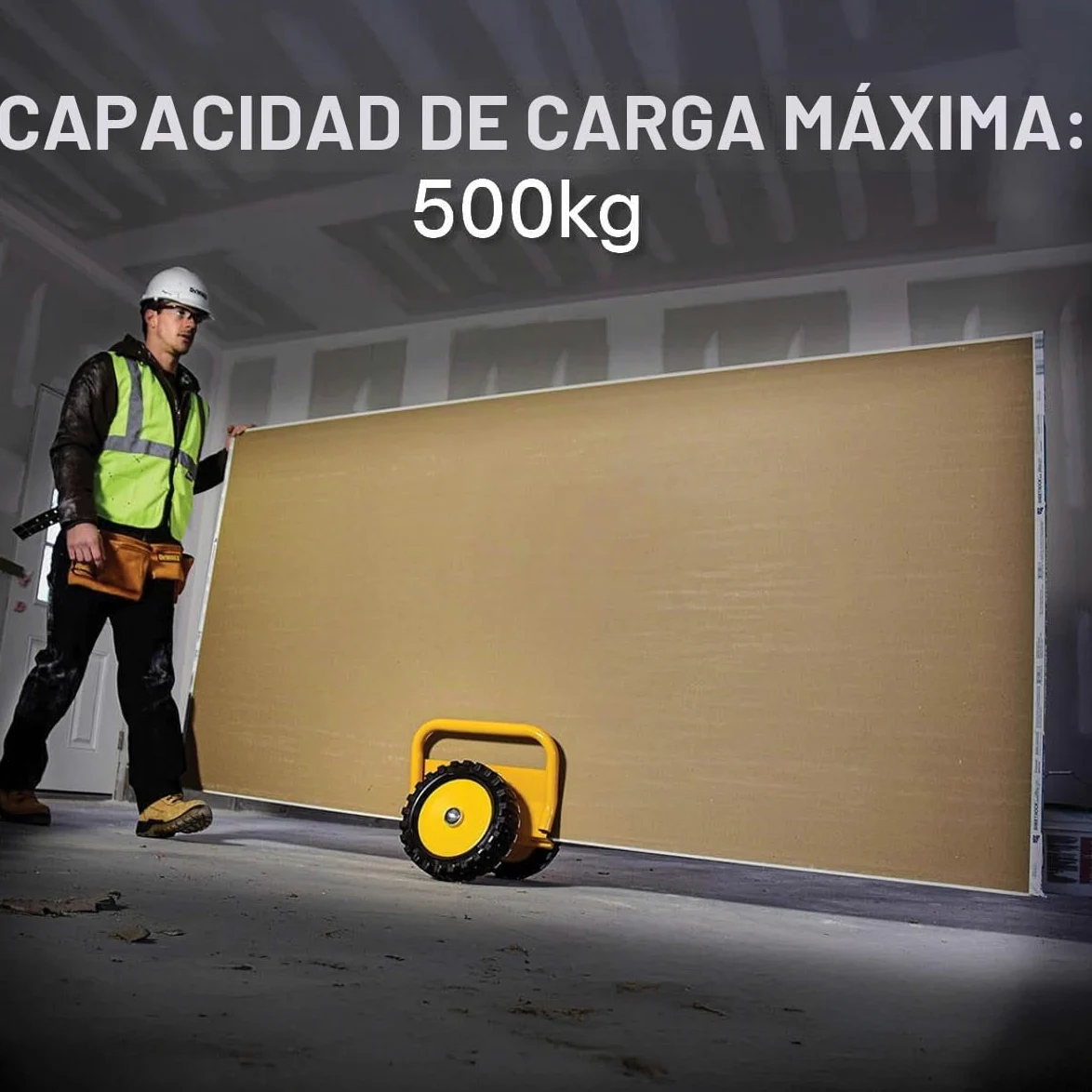 DeWalt DXWT-200 Carretilla de plataforma - Máx. 500KG - Carro Transporte para Paneles y Puertas - Superficie Antideslizante - Acción de Abrazadera Bisagra
