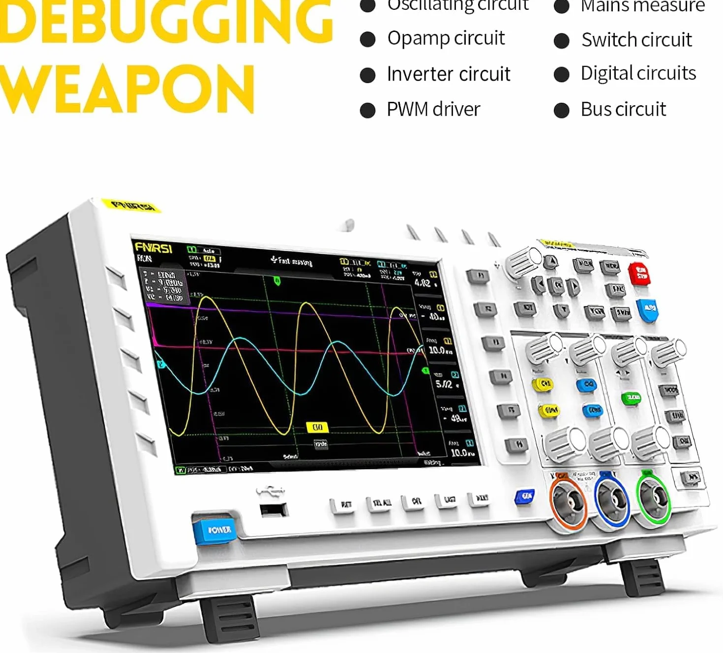 FNIRSI Osciloscopio 1014D - Osciloscopio digital 2 en 1, generador de señal DDS, 2 canales de 100 MHz de ancho de banda 1GSa/s