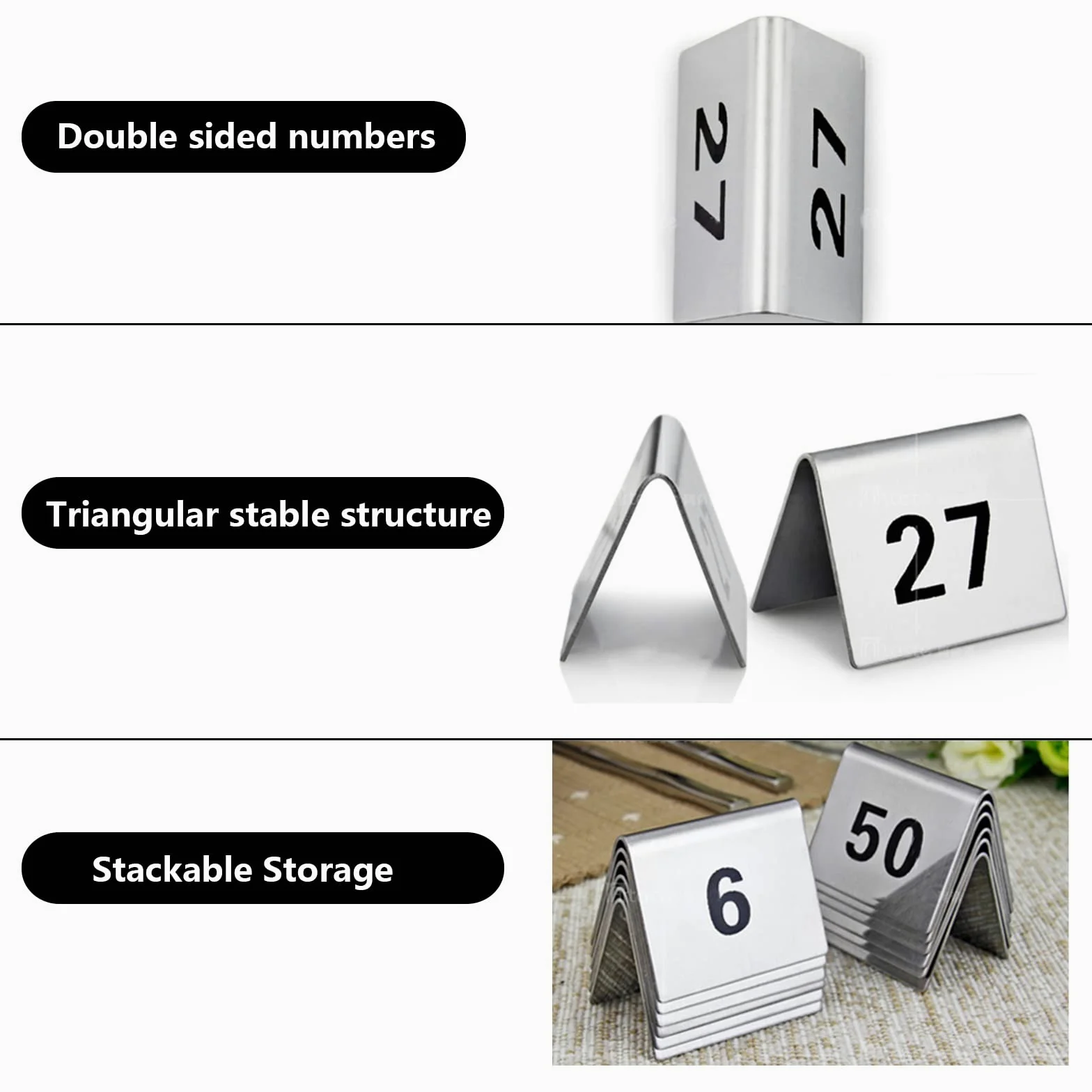 1 a 50/1 a 100, Doble Cara for un fácil reconocimiento, Tarjeta de Etiqueta de número de Escritorio, Tarjeta de Asiento de Mesa, 1,6x1,9 Pulgadas/No. 1-100/largo: 40*Ancho: 50 mm(50)