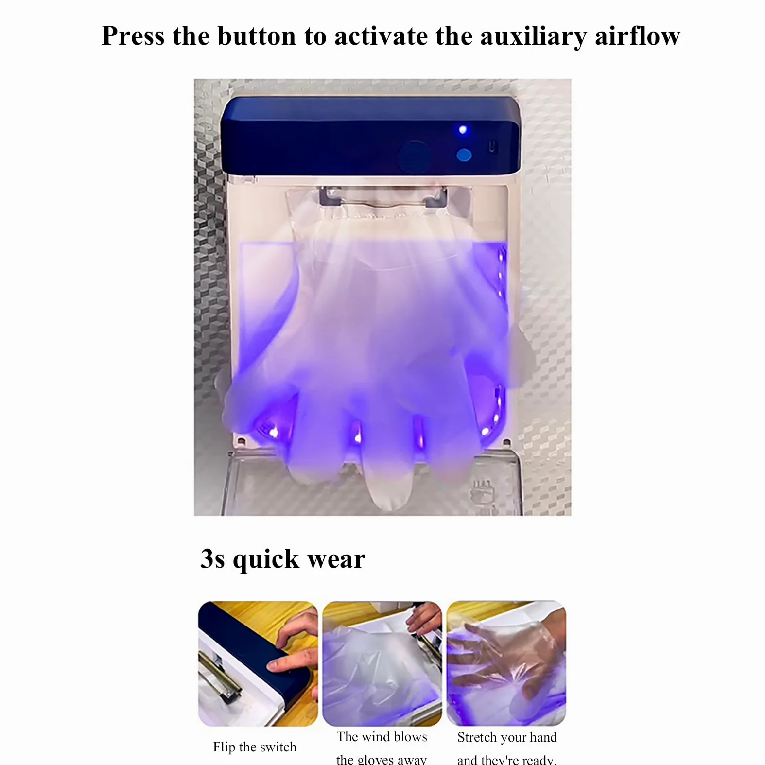 Dispensador automático de guantes desechables, montaje en pared, diseño de ahorro de espacio para un uso eficiente en caja de herramientas, garaje, taller, cocina
