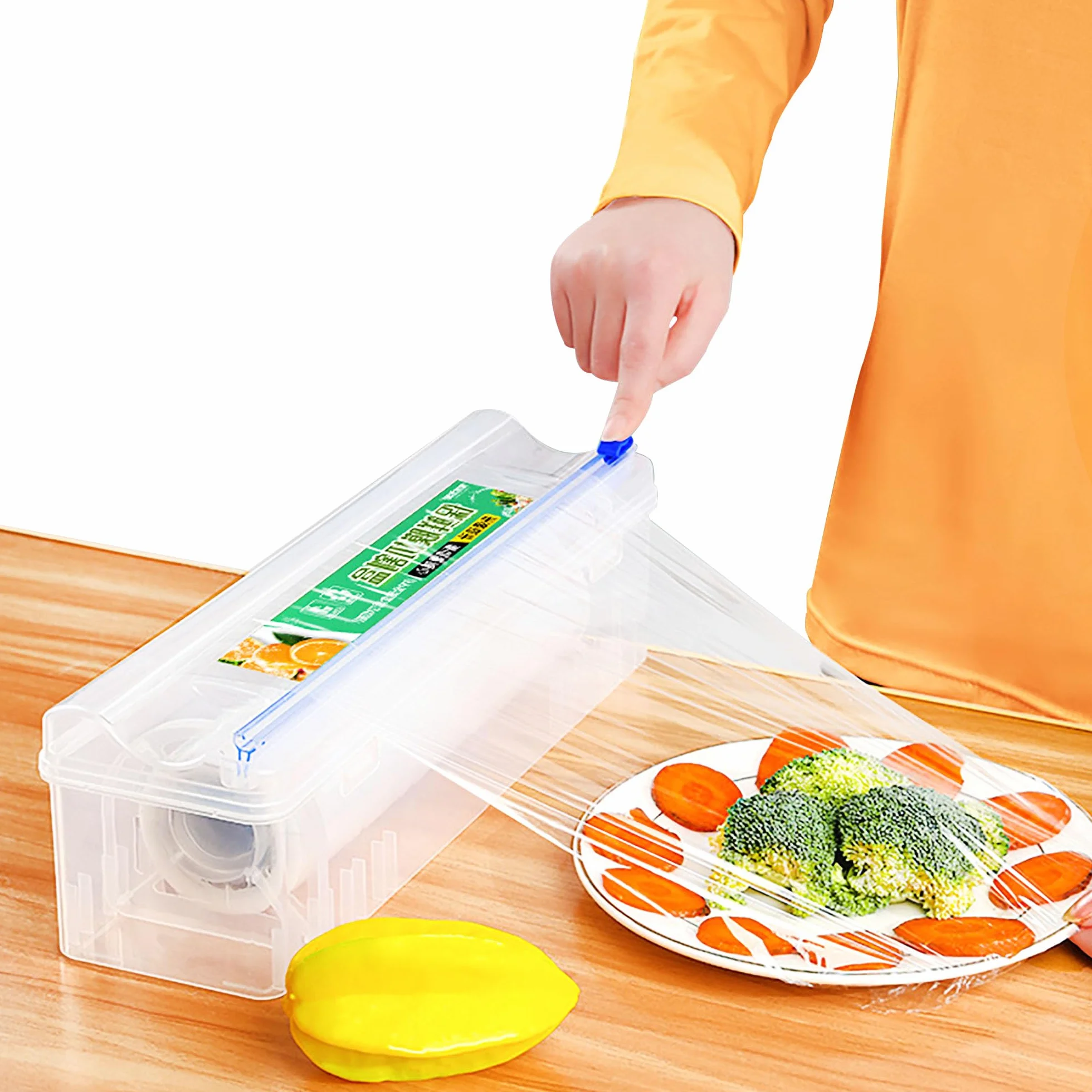 Dispensador Envoltura de Plástico y Cortador Papel Aluminio, Caja Corte Film Transparente para Cocina