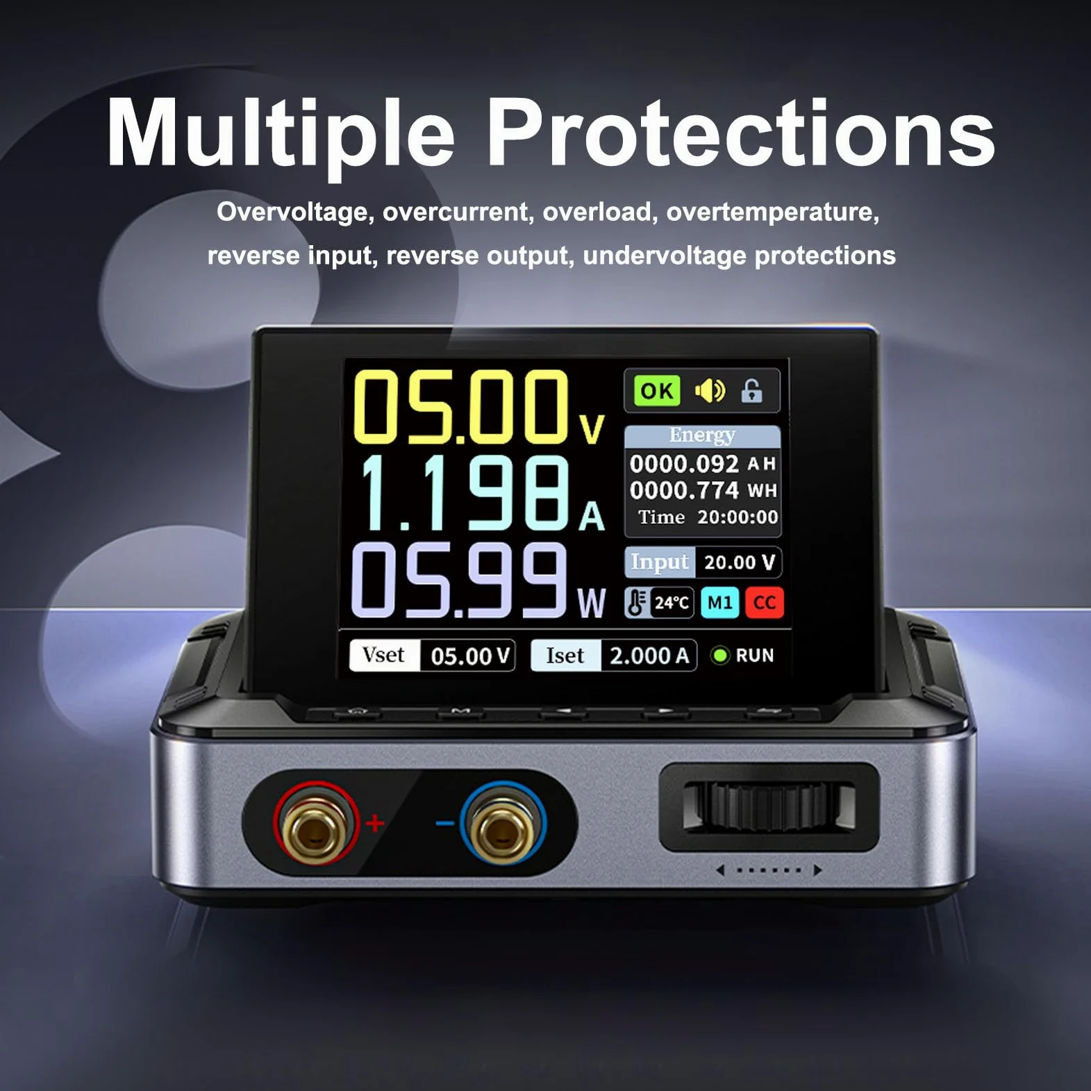 Cocoarm Fuente de Alimentación DC Portátil, 0-30V 0-5A 0-150W Fuente de Alimentación DC Programable Ajustable con Pantalla IPS de 2.8 Pulgadas, para Tareas de Mantenimiento y Depuración