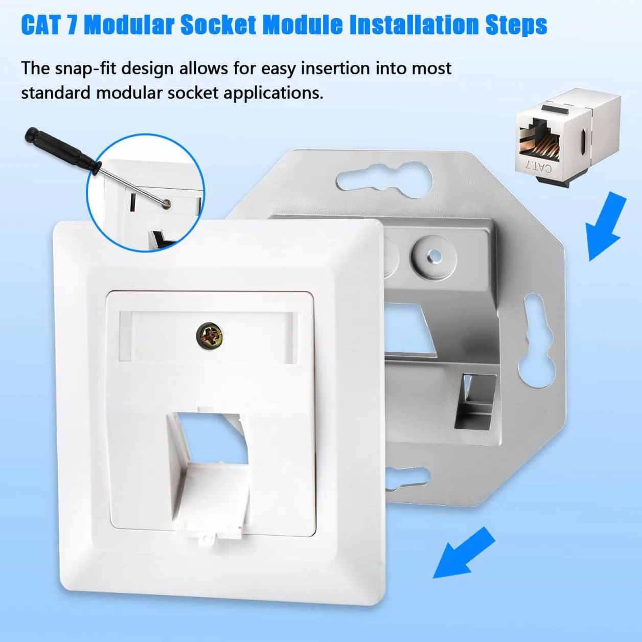 RJ45 Cat 7 STP Blindado 10 Gbit/s Toma de Red Empotrada 1 Puerto 2 Módulos Keystone Placa de Pared Ethernet