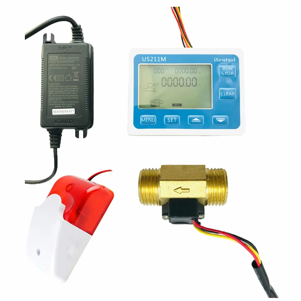 Sistema de Alarma de suspensión de Agua de tubería, medidor de Flujo de turbina con Sensor de Flujo de latón 100C G1/2 BSPP