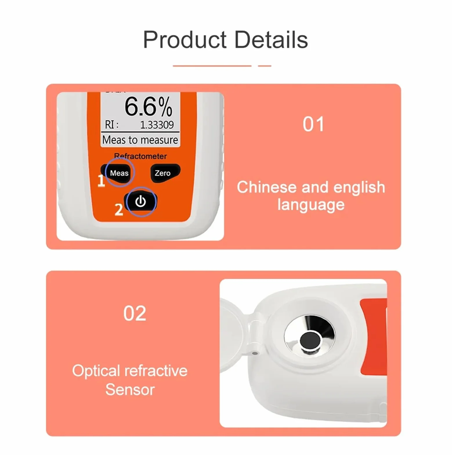 Medidor Brix digital, refractómetro jugo de fruta bebida vino cerveza alcohol contenido de azúcar instrumento de medición 0-35% Respuesta Rápida