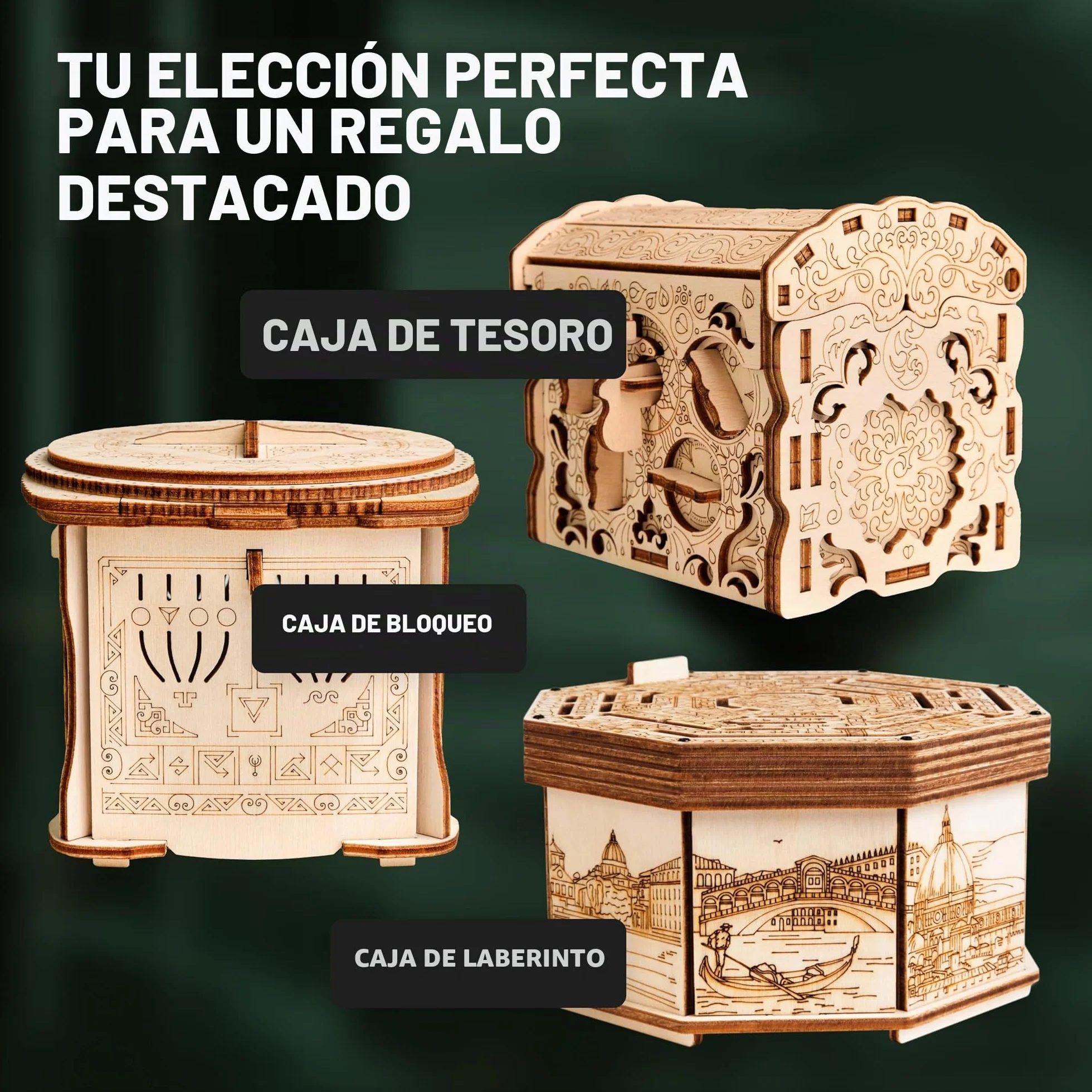 ESC WELT Wooden Secret Lock Box 3D Puzzle Gift Box for Money, Gift Cards, Teens