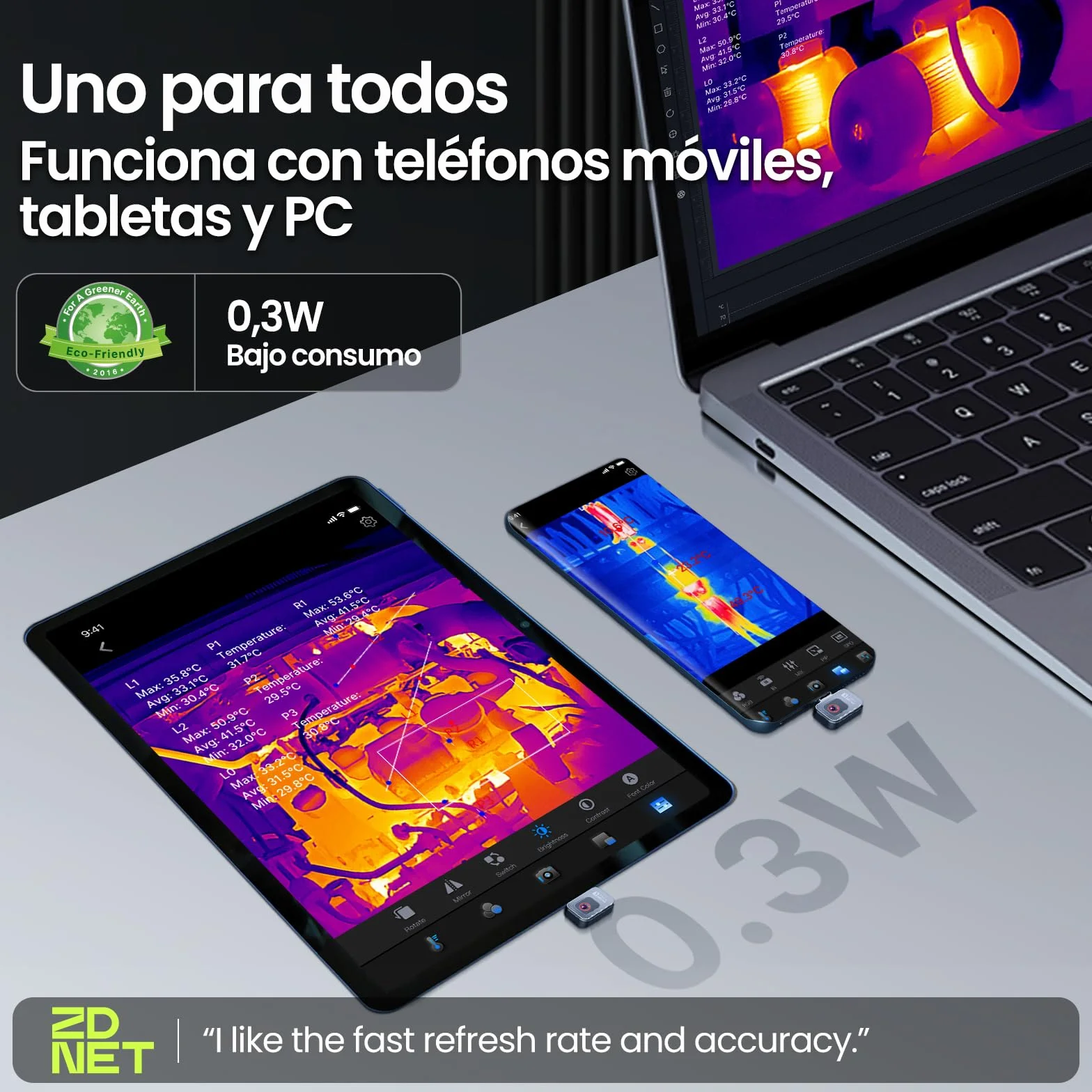 Thermal Master P2 Cámara térmica para teléfonos Android, cámara infrarroja X³ Resolución de Infrarrojos 512 x 384, imágenes térmicas para inspección de la casa, de -20 a 600 ℃, zoom de 15x