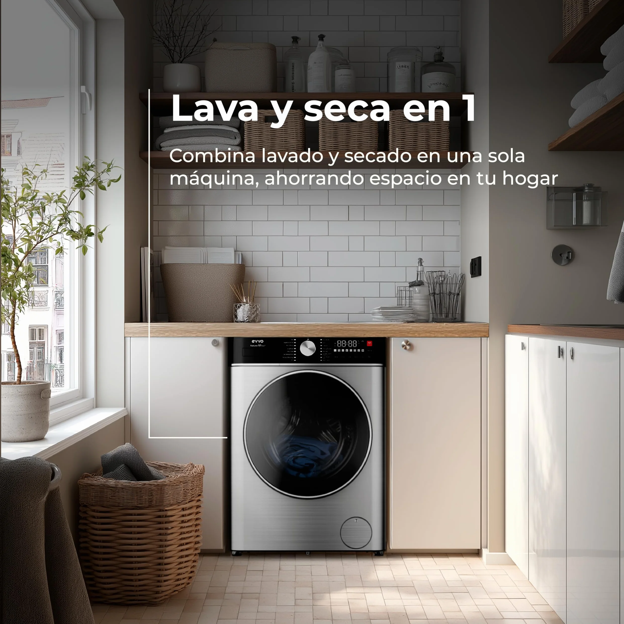 EVVO Lavadora-Secadora Nature M10/6X 10 kg 1400 rpm Motor BLDC Inverter Steam Wash Inox