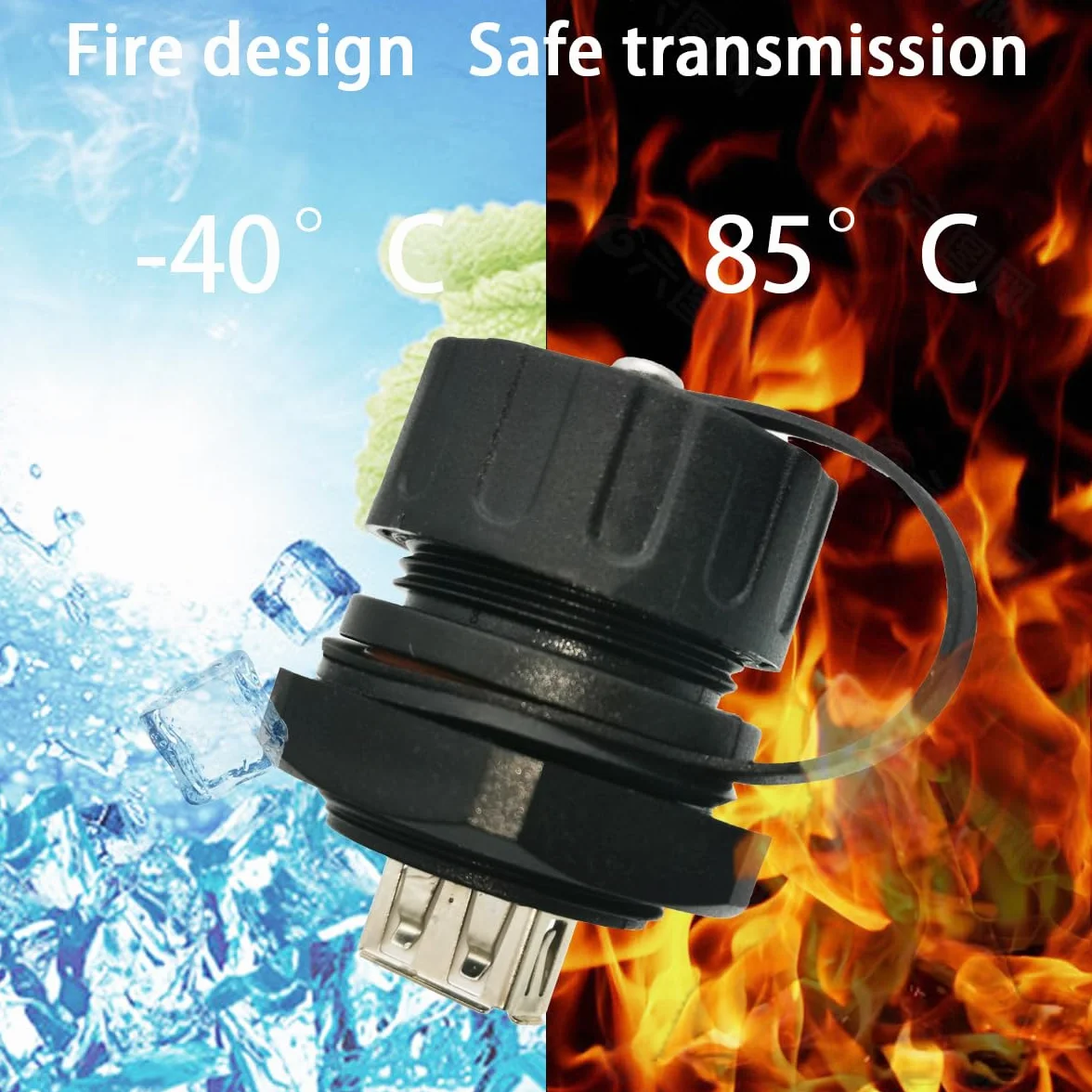 CTRICALVER Conector USB impermeable hembra montaje en panel USB 2.0 industrial con tapa