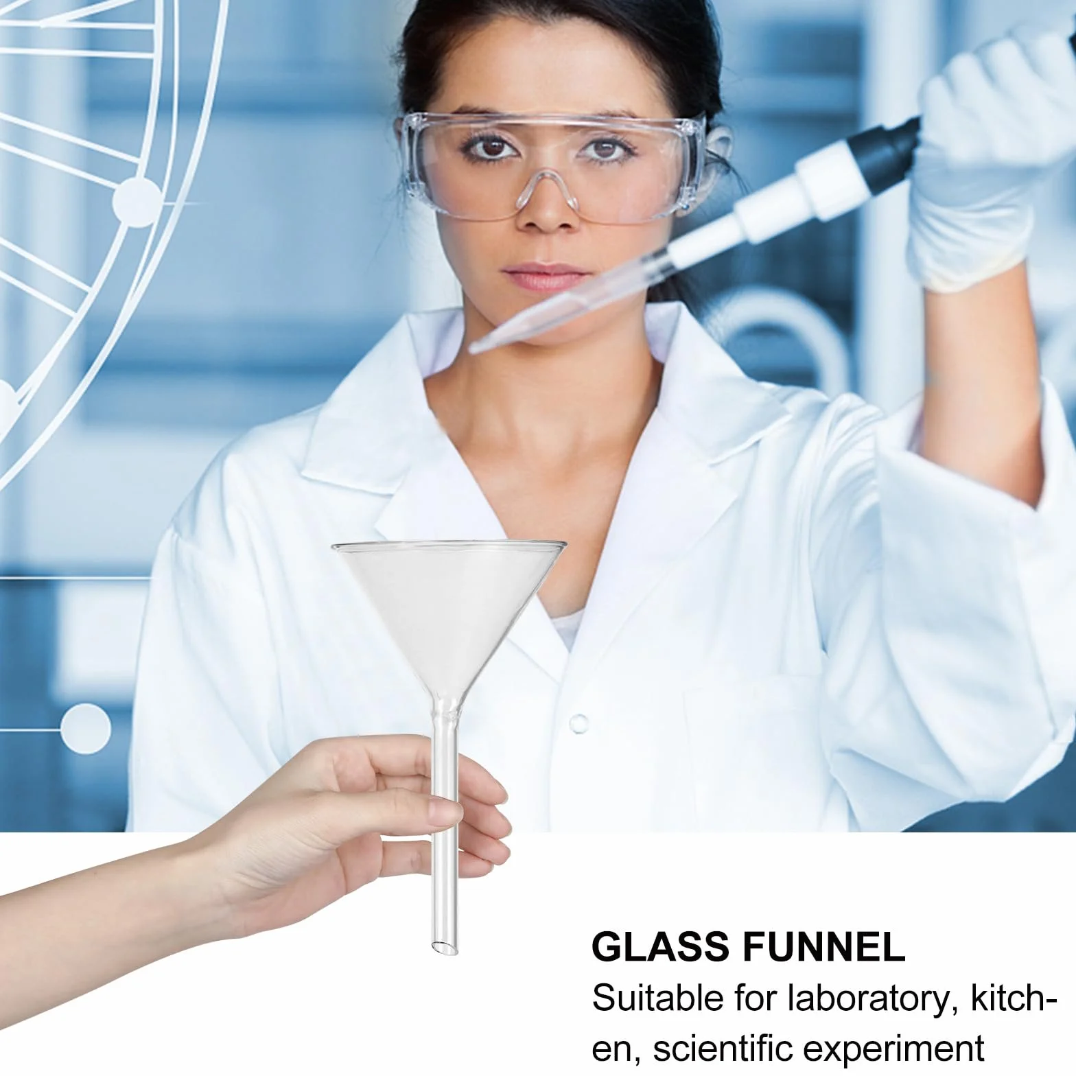 Embudo de Vidrio para Laboratorio 4 Piezas Corto 40-100 Mm Resistente a Temperatura Alta y Químico, Embudos de Llenado para Transferencia de Líquidos en Química Analítica