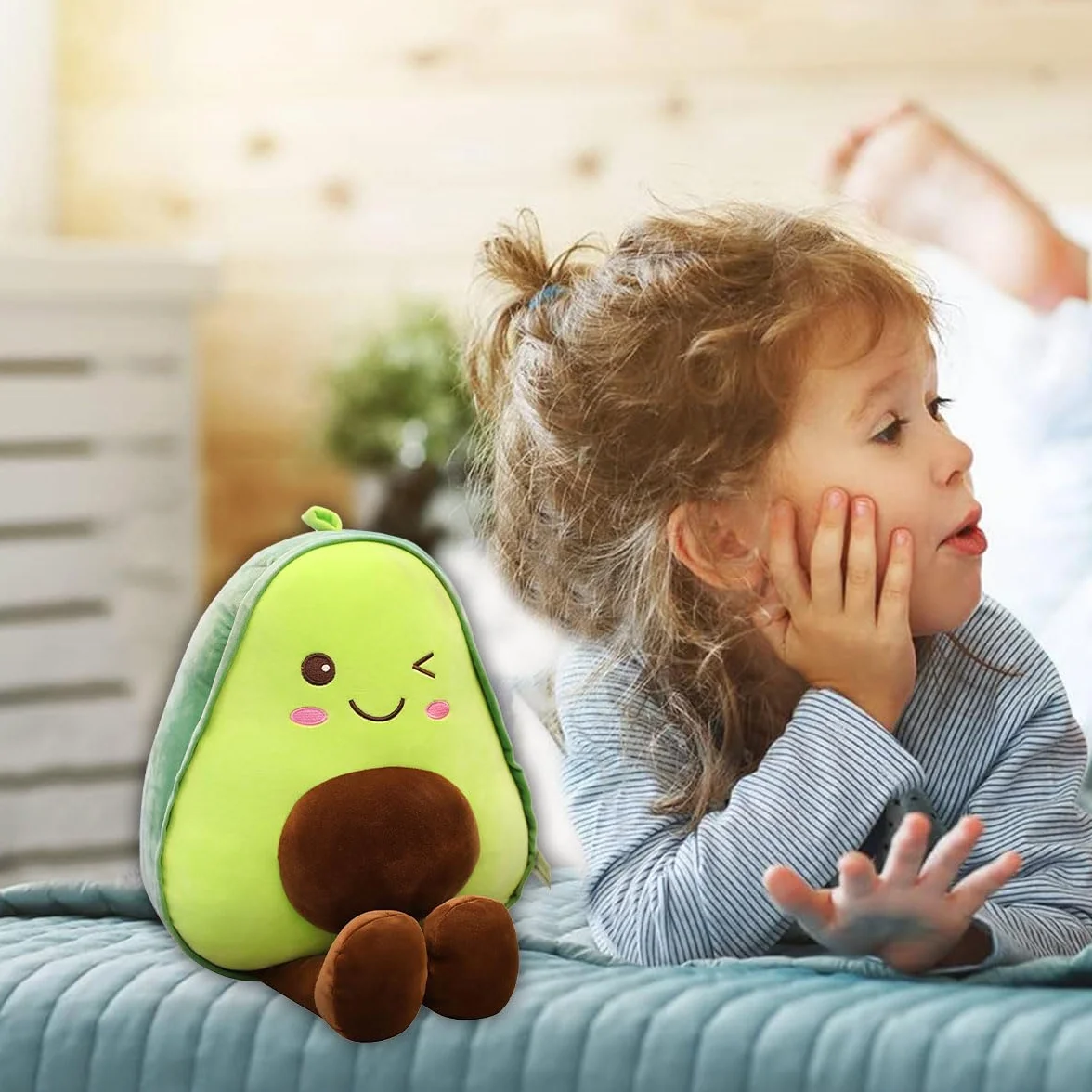 Muñeca Peluche Aguacate, Almohada Suave y Esponjoso, Cojín de Frutas, Regalo para Niños
