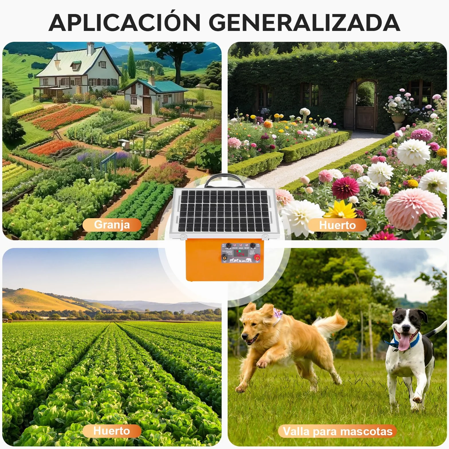32KM Solar Pastor Electrico, 9,5 kV Pastor eléctrico Controlador para caballos, 0,5 J Valla eléctrica para cría de animales de pastor, para granja, pastoreo, jardín