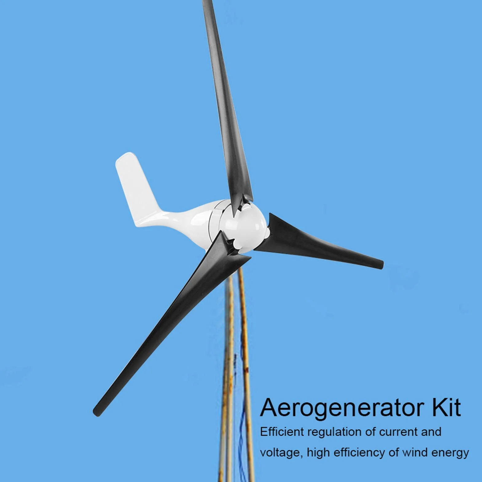 Generador de Turbina de Viento 1200W con 3 Palas y Controlador, Kit para Carga Marina Doméstica (Negro 24V)
